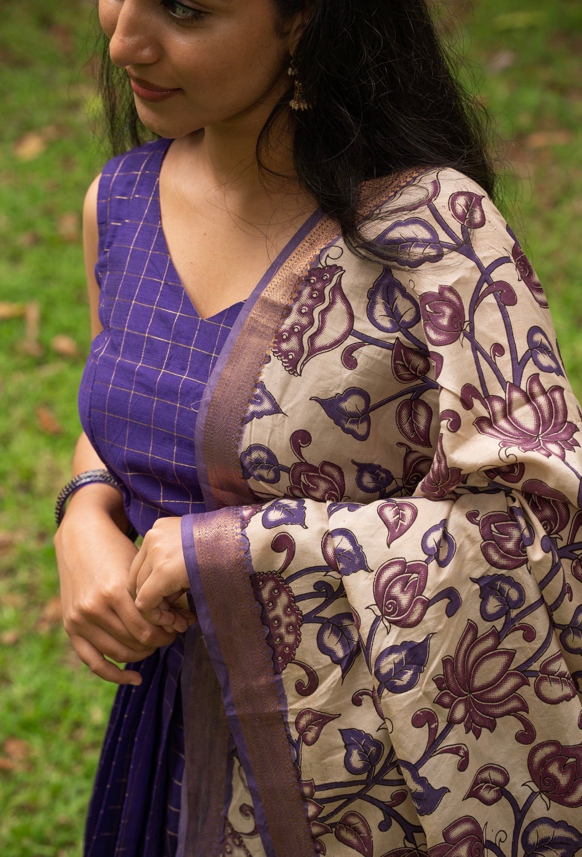 Amudha – Violet Raw Silk Skirt & Crop Top Set