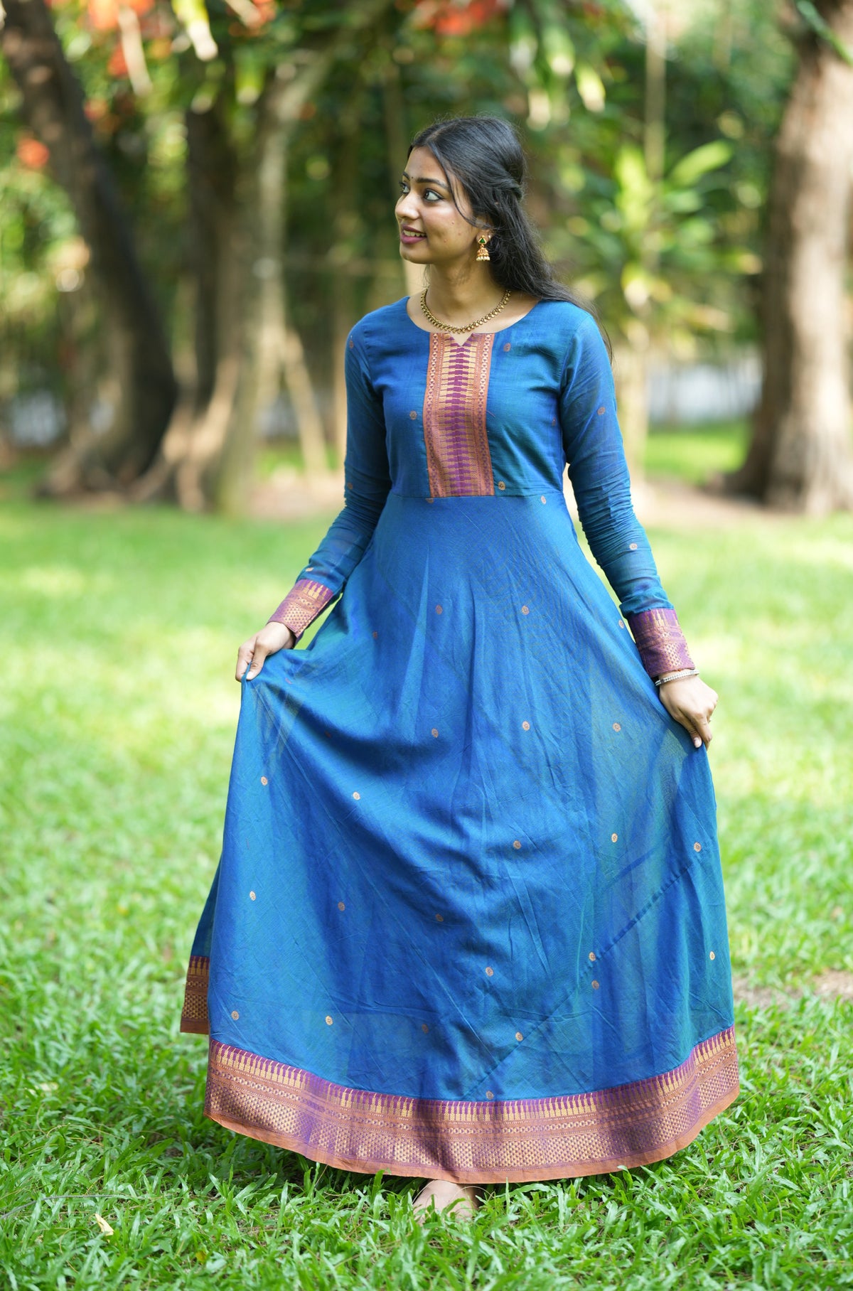 Arti Karam – Blue Narayanpet Handloom Anarkali Suit
