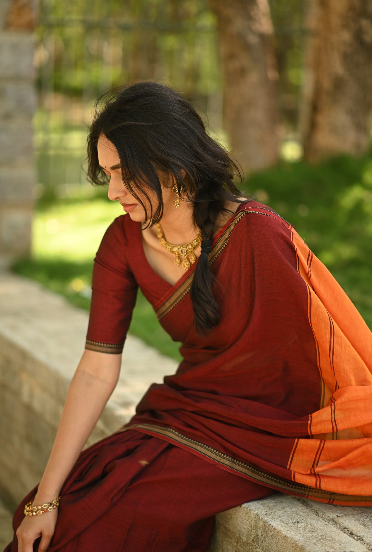 Maroon narayanpet blouse  (VCB006)