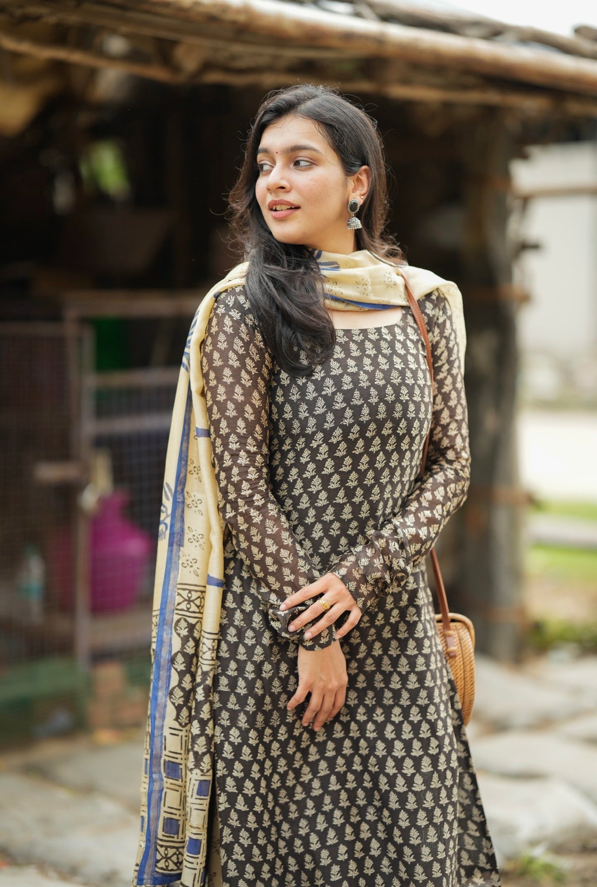 Prarthana-Black Chanderi suit