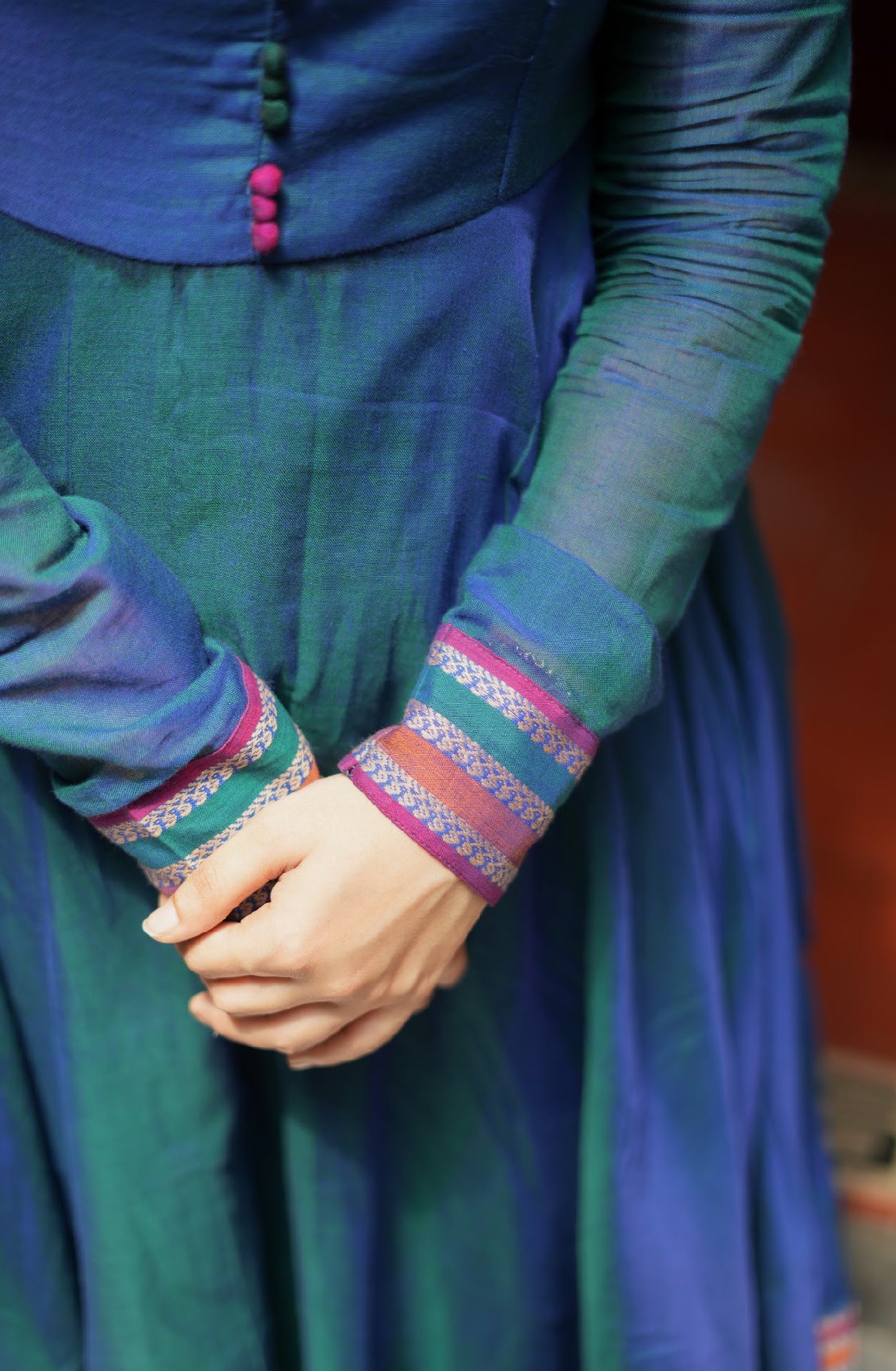 Myna – Blue Narayanpet Handloom Anarkali Suit