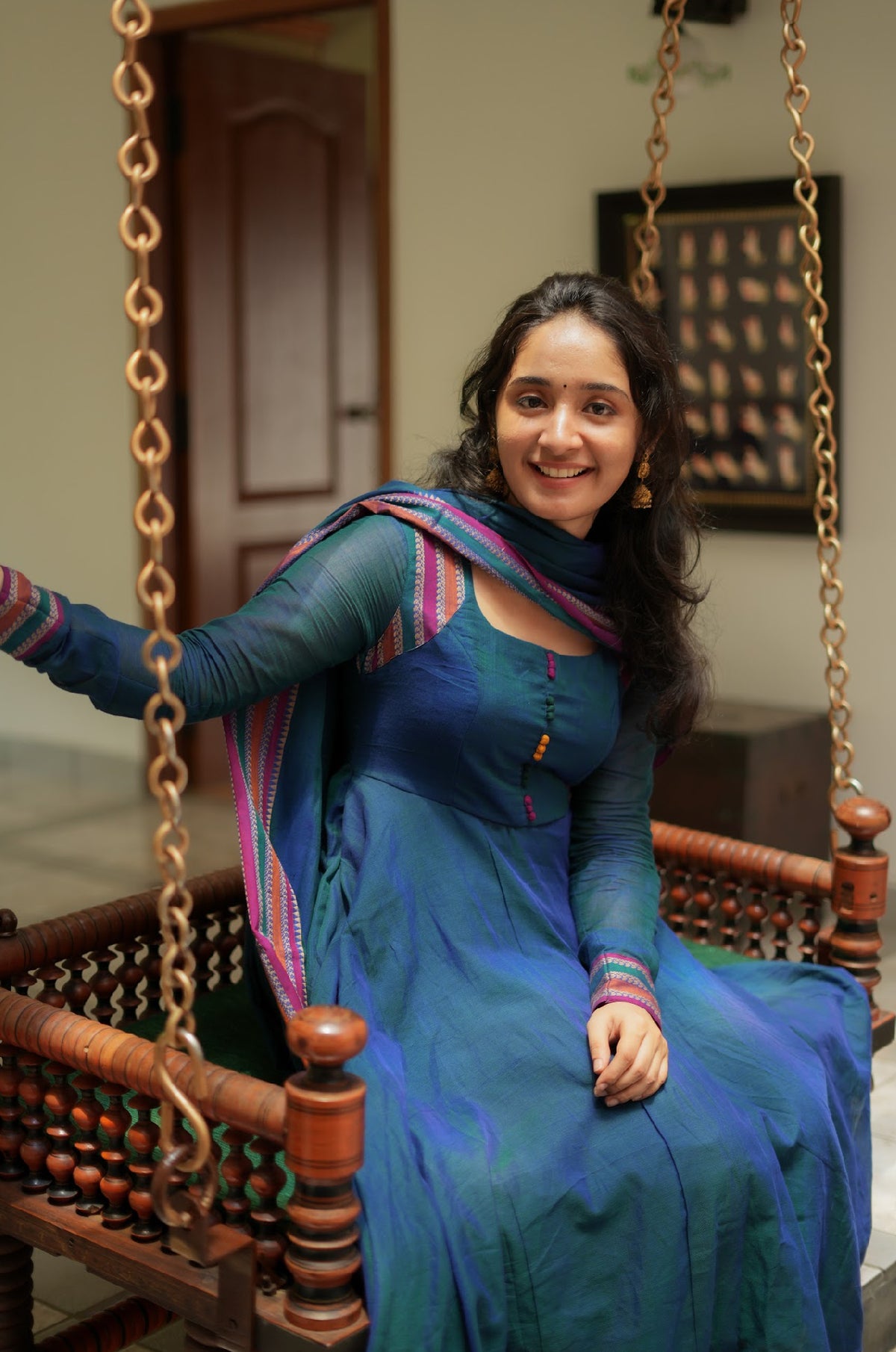 Myna – Blue Narayanpet Handloom Anarkali Suit