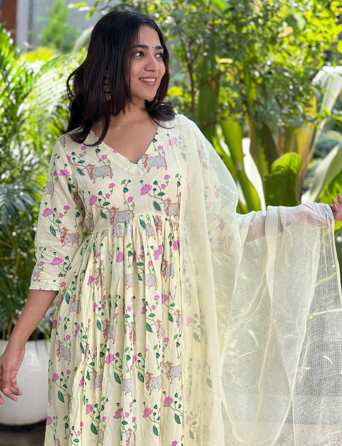 Kanmani – Pichwai Print Mul Cotton Kurta Set