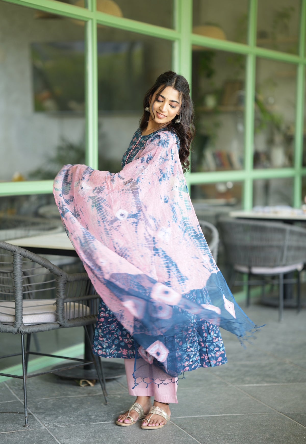 Athmika Anarkali potli yoke detail