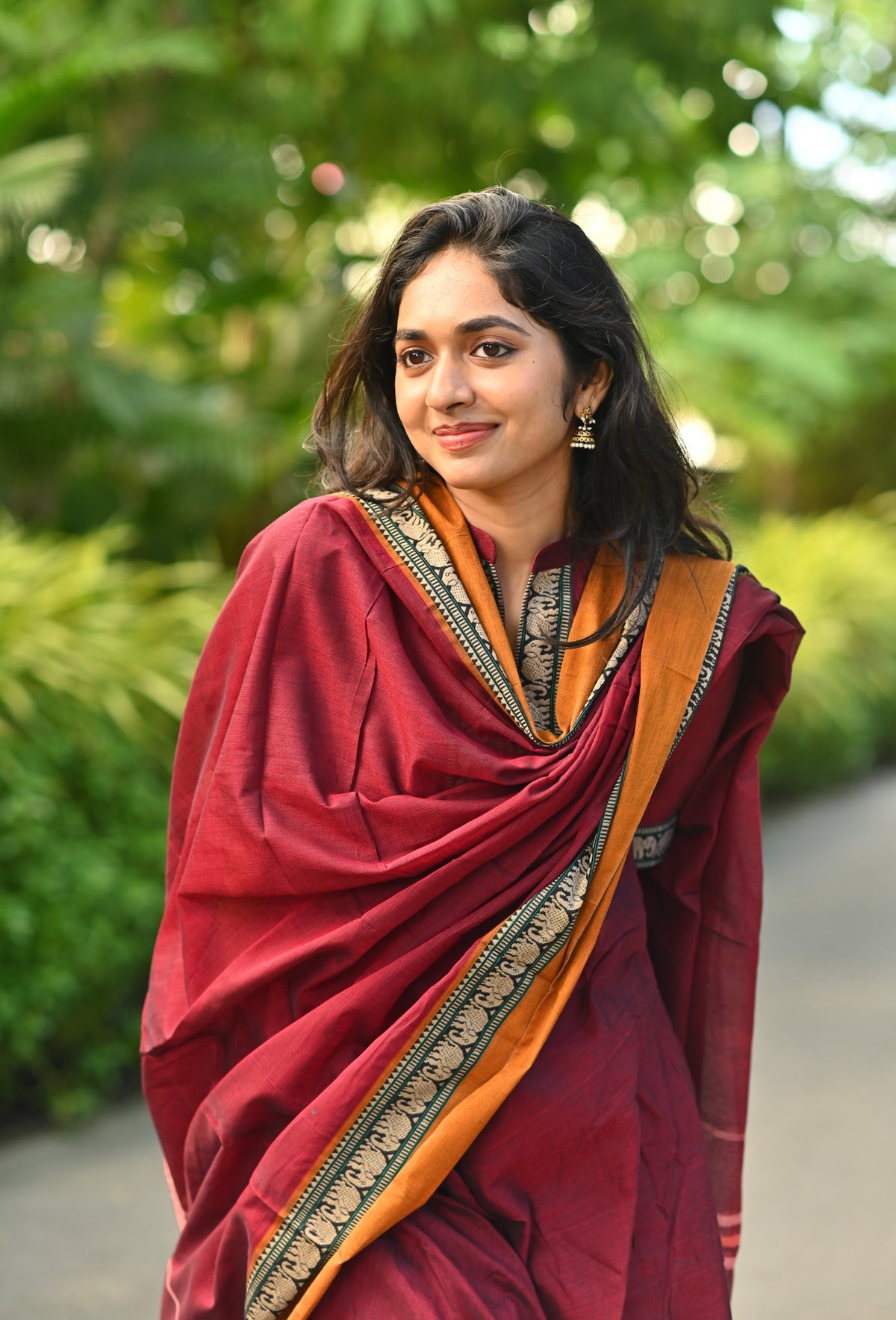 Arti – Maroon Narayanpet Handloom Anarkali Suit
