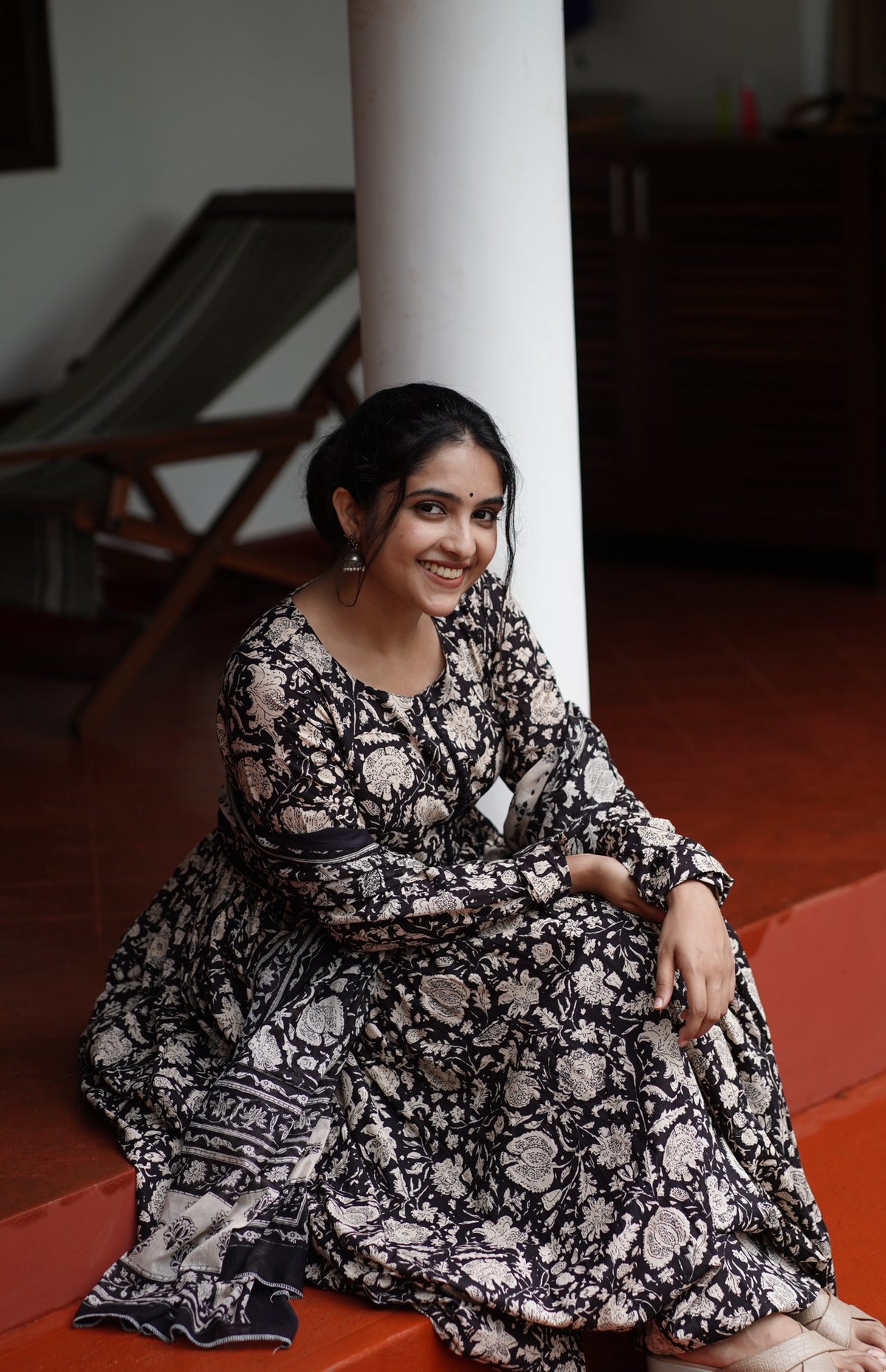 Mangai – Black Organic Cotton Block Print Anarkali Suit