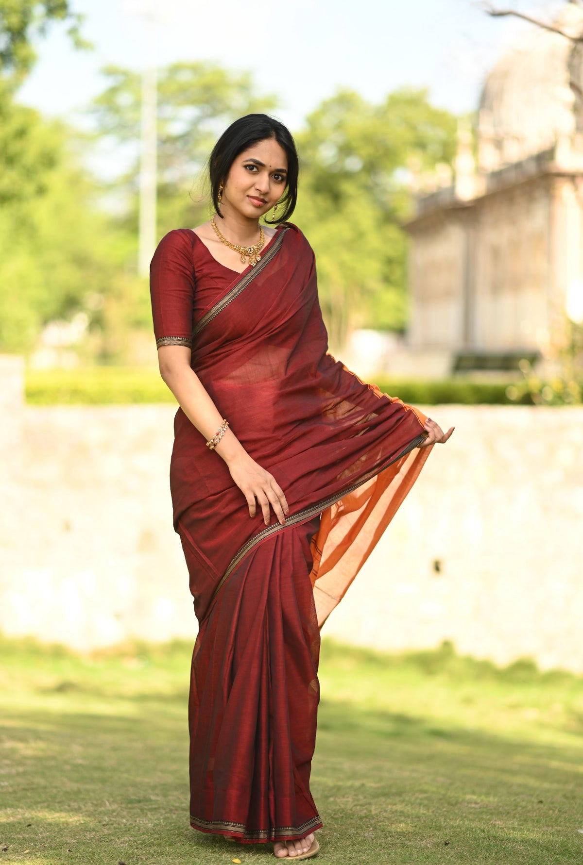 Maroon narayanpet blouse  (VCB006)