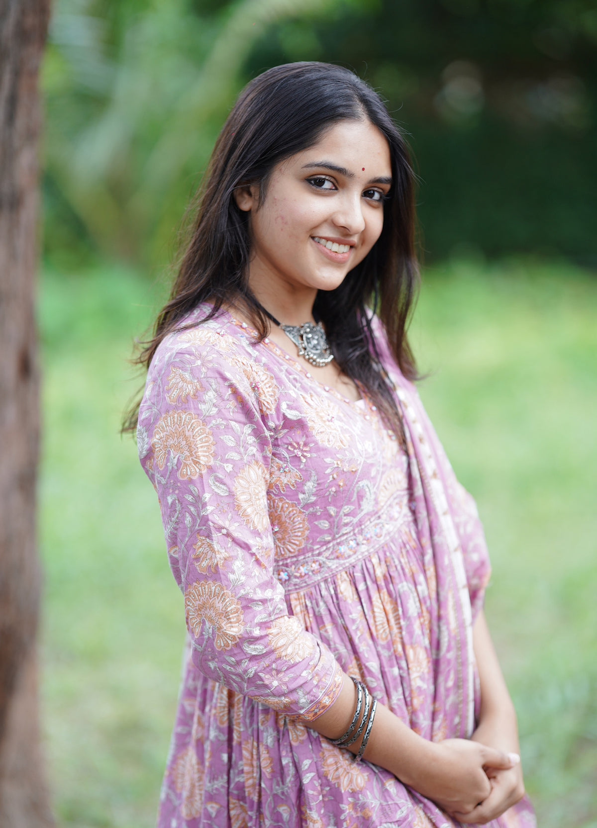 Noor – Lilac Embroidered Alia-Cut Suit Set