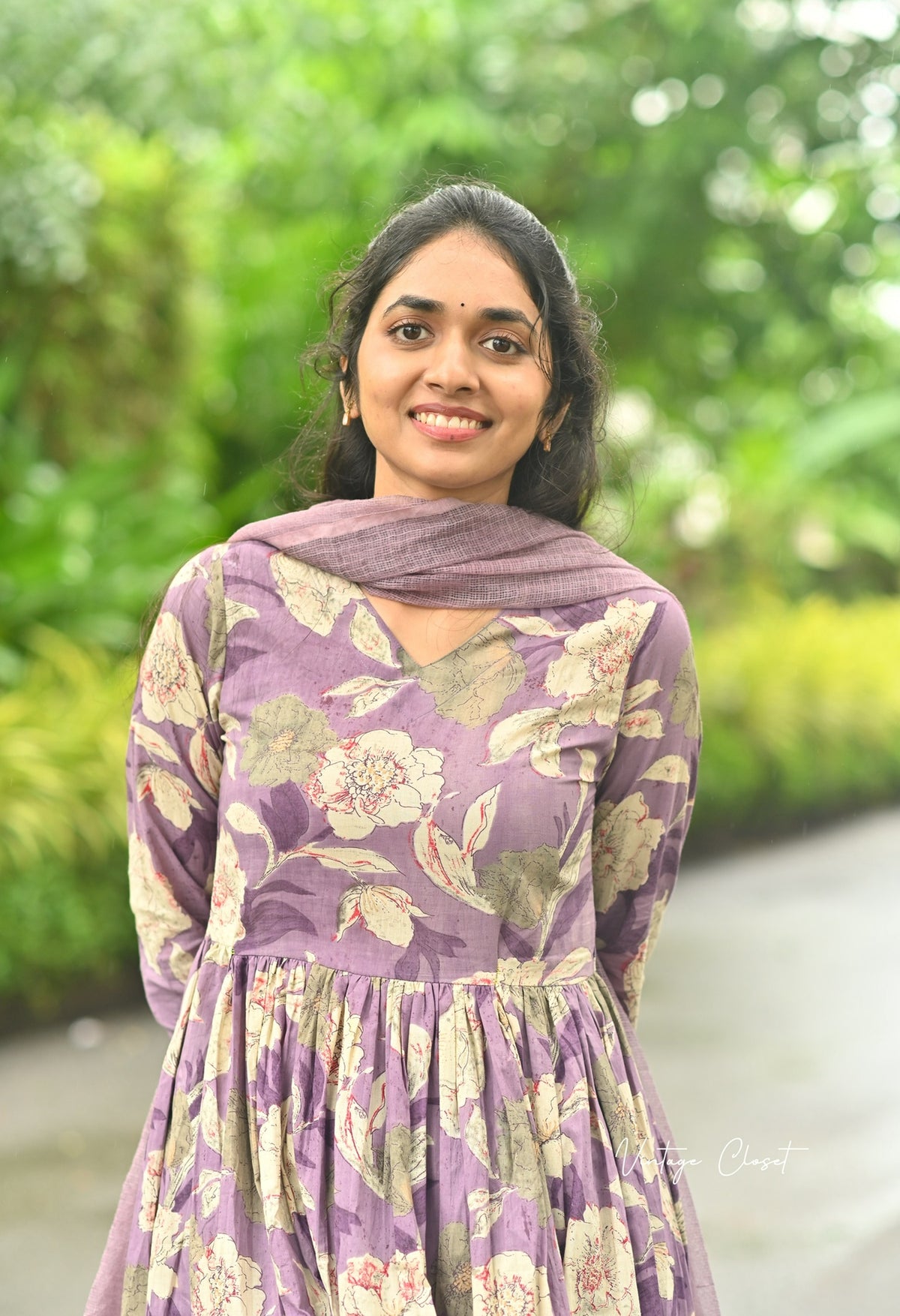 Surabhi – Violet Organic Cotton Block Print Anarkali Suit