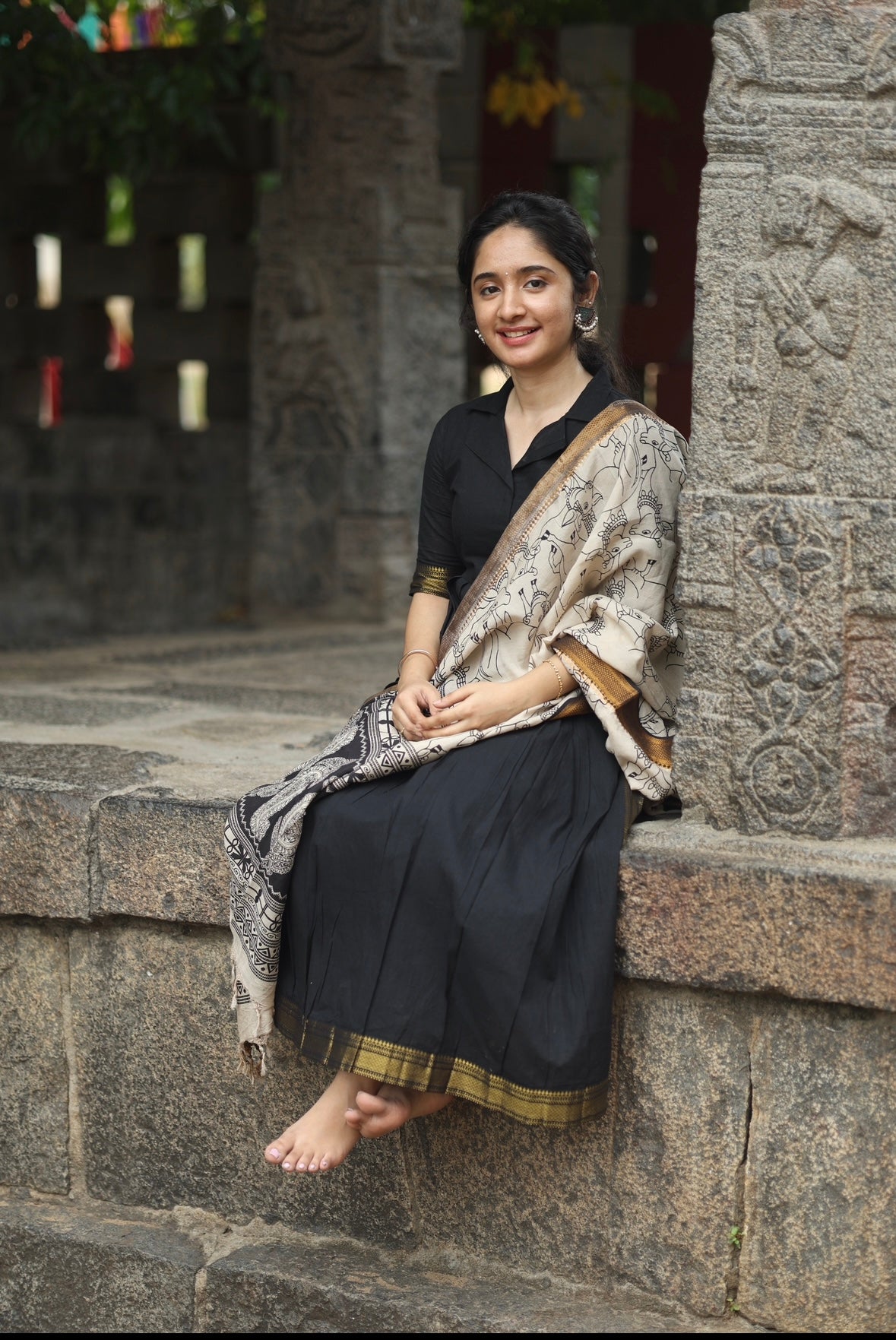 SUBATHRA(Black)with silk dupatta