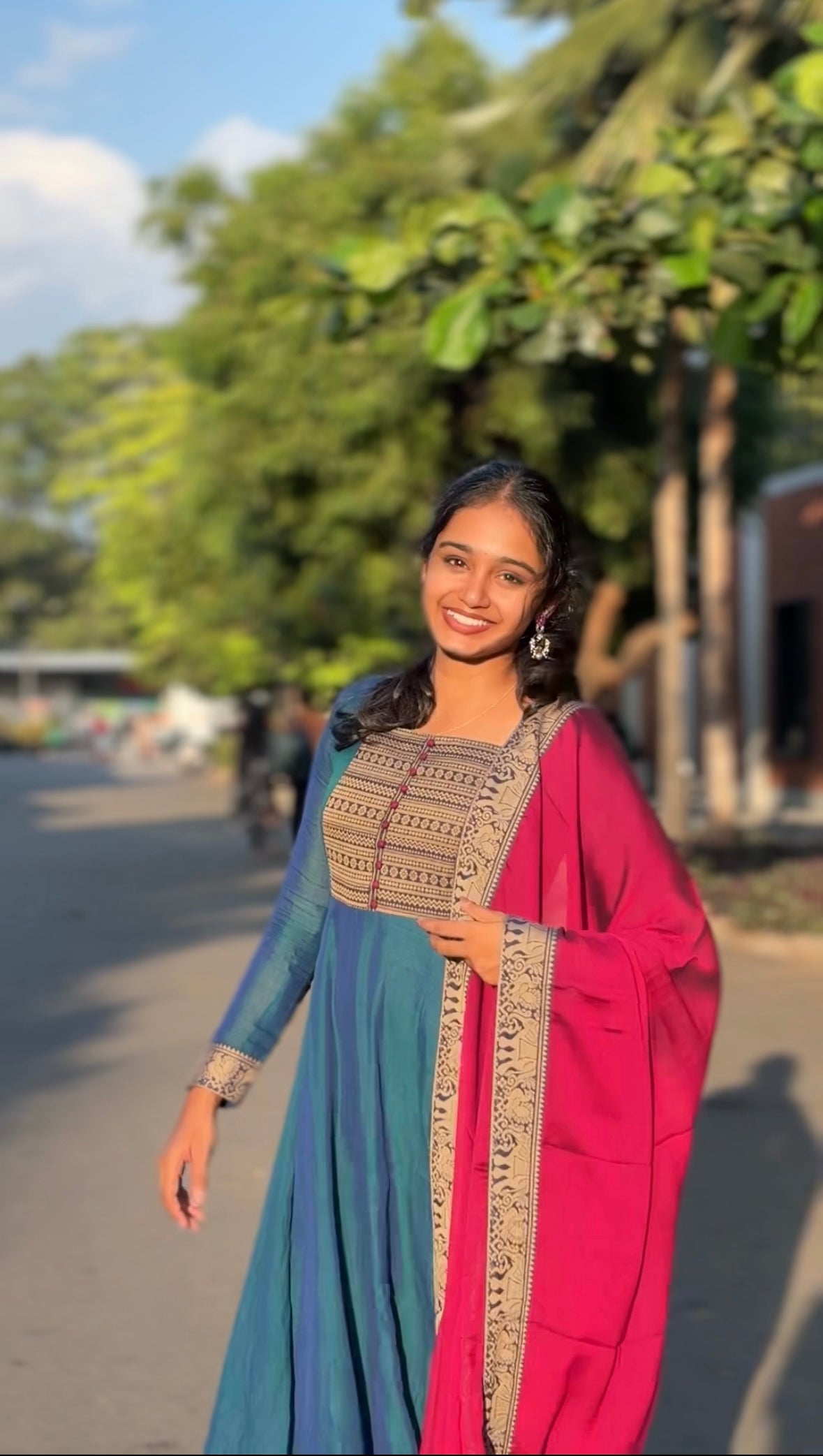 Mirna – Blue Narayanpet Handloom Anarkali Suit