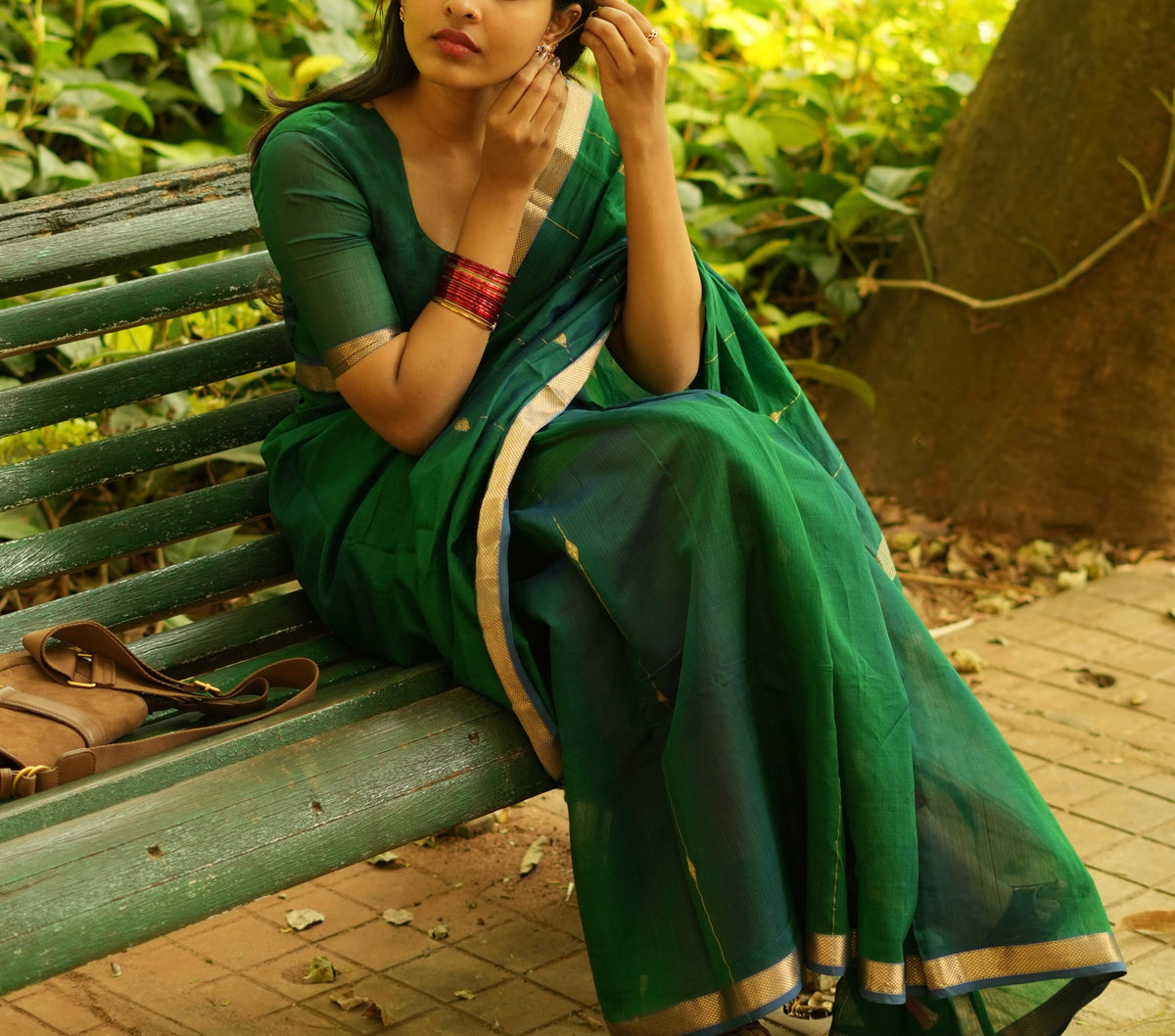 Sundari-Green (Maheshwari silk saree)