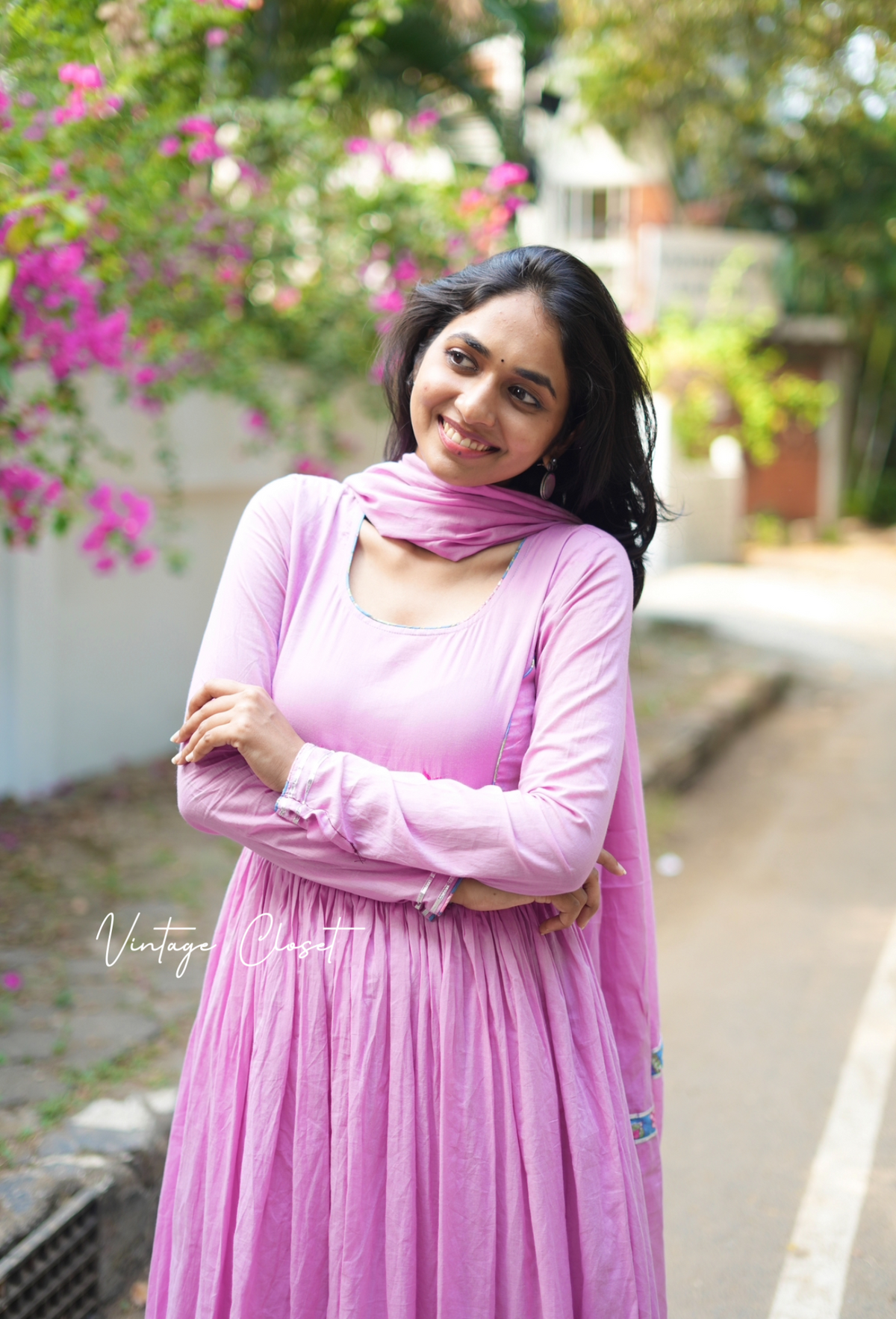 Bhoomika – Pink Embroidered Mul Cotton Flared Kurti