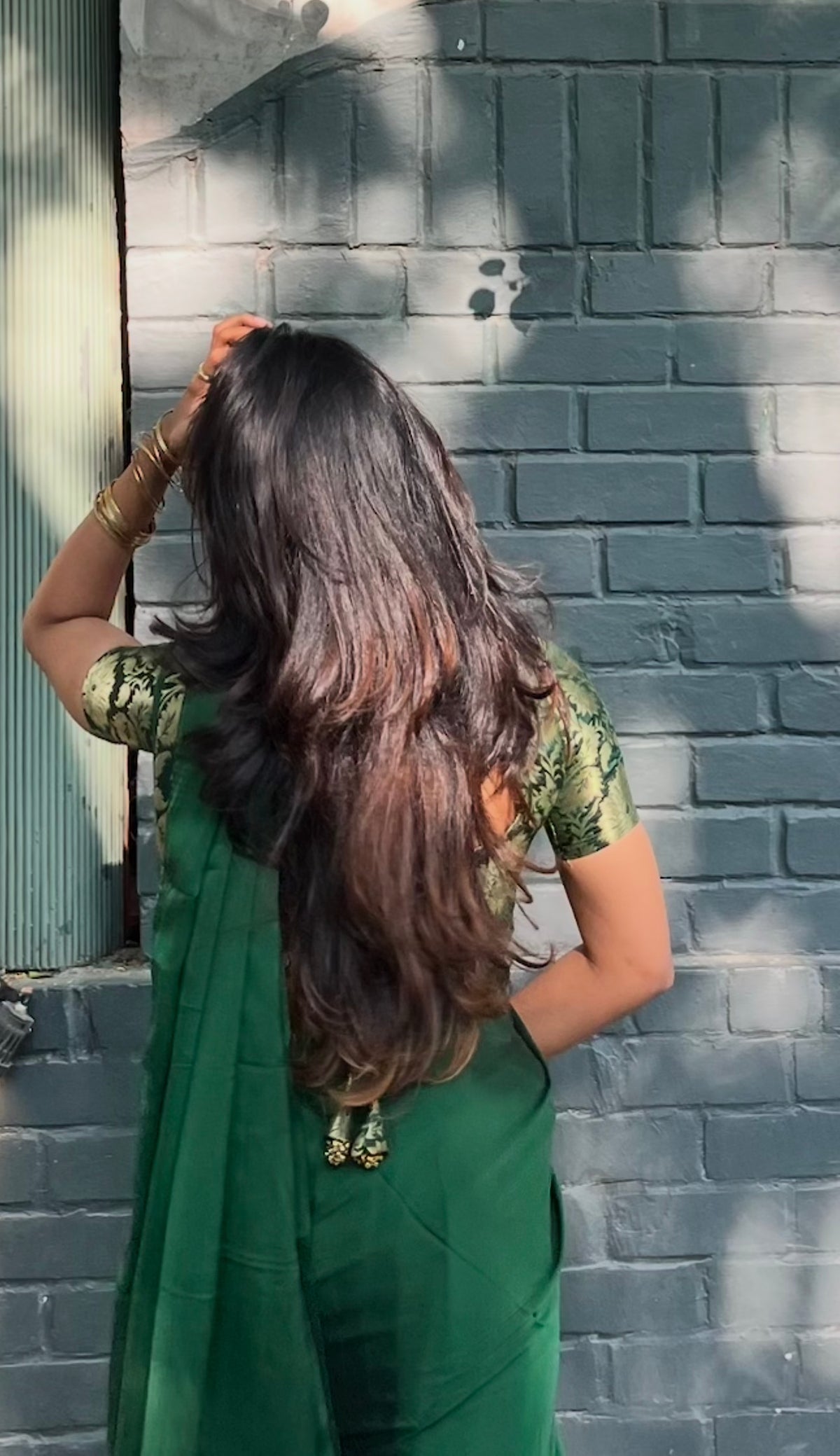 Gunghroo greens -Premium Banarasi brocade saree