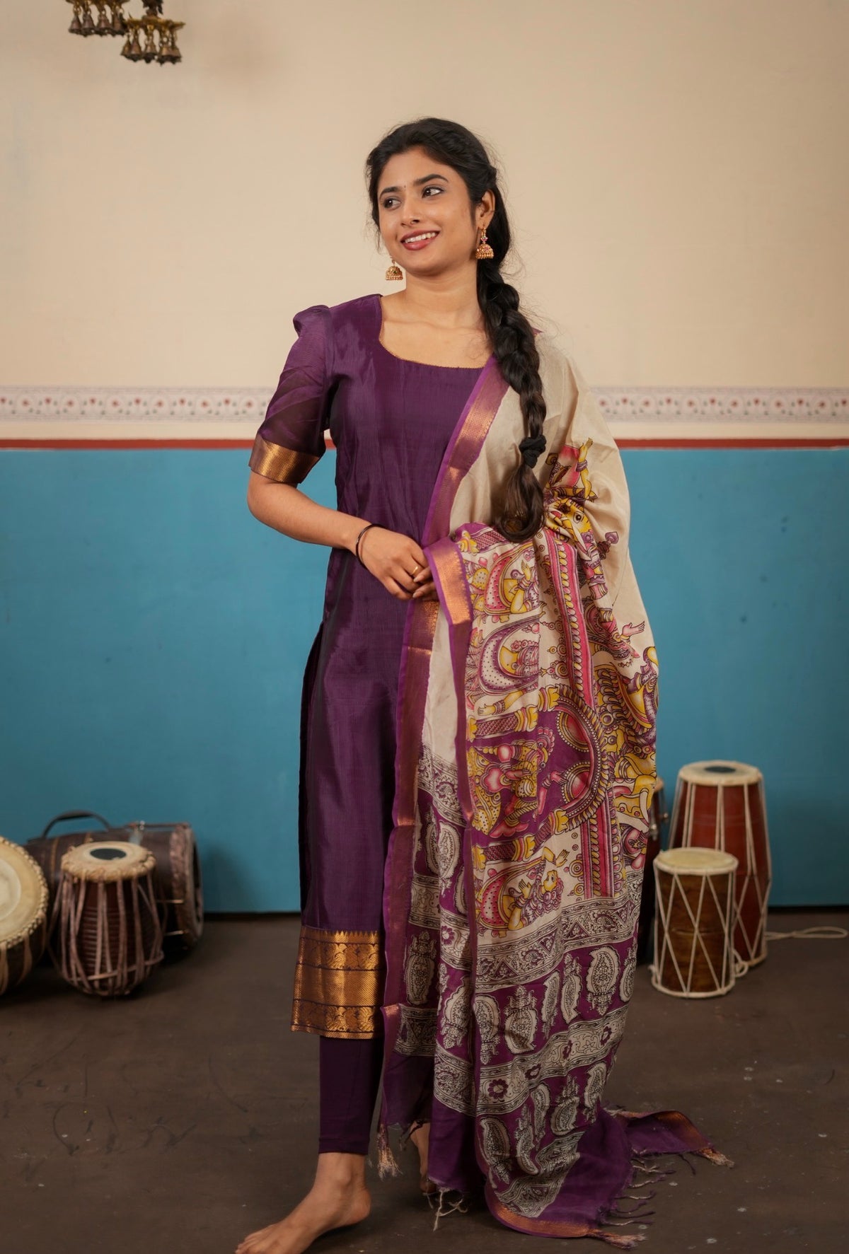 kalamkari silk dupatta-VC989