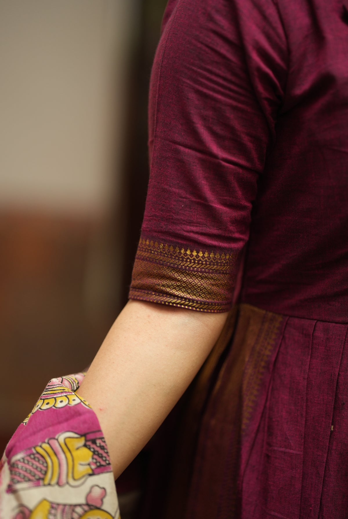 SUBATHRA(Wine)with silk dupatta