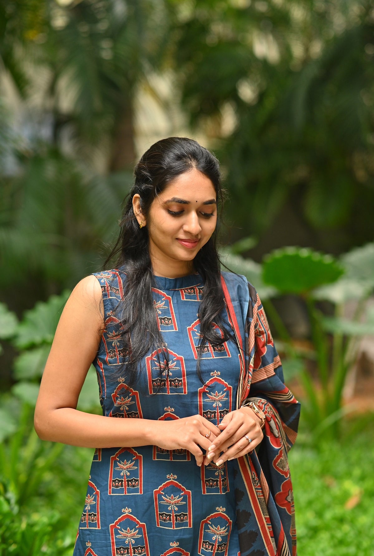 Shyama Ajrakh Print Organic Cotton Kurta Palazzo Set