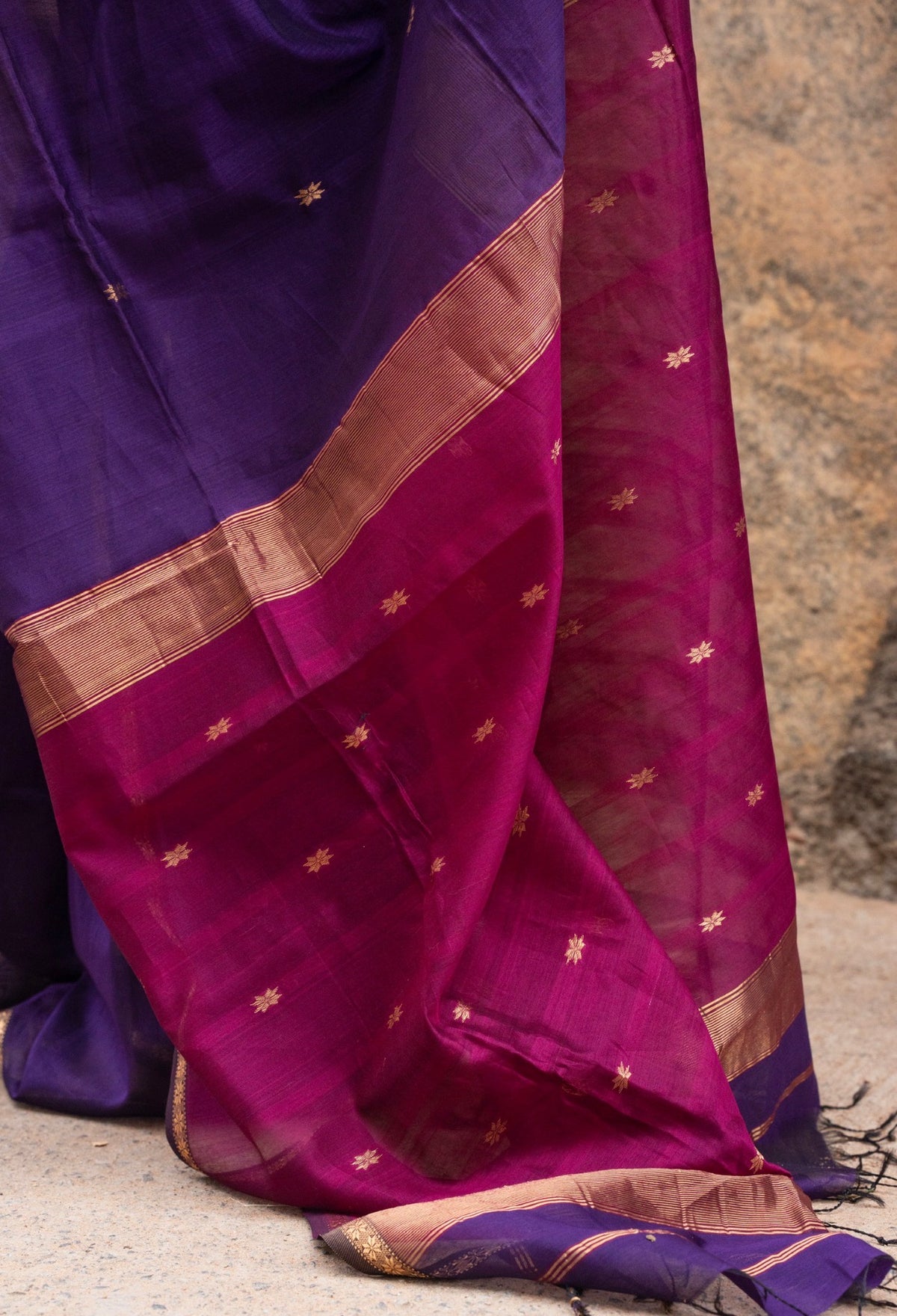 Sundari-Maheshwari silk saree (Violet+wine) VC1054
