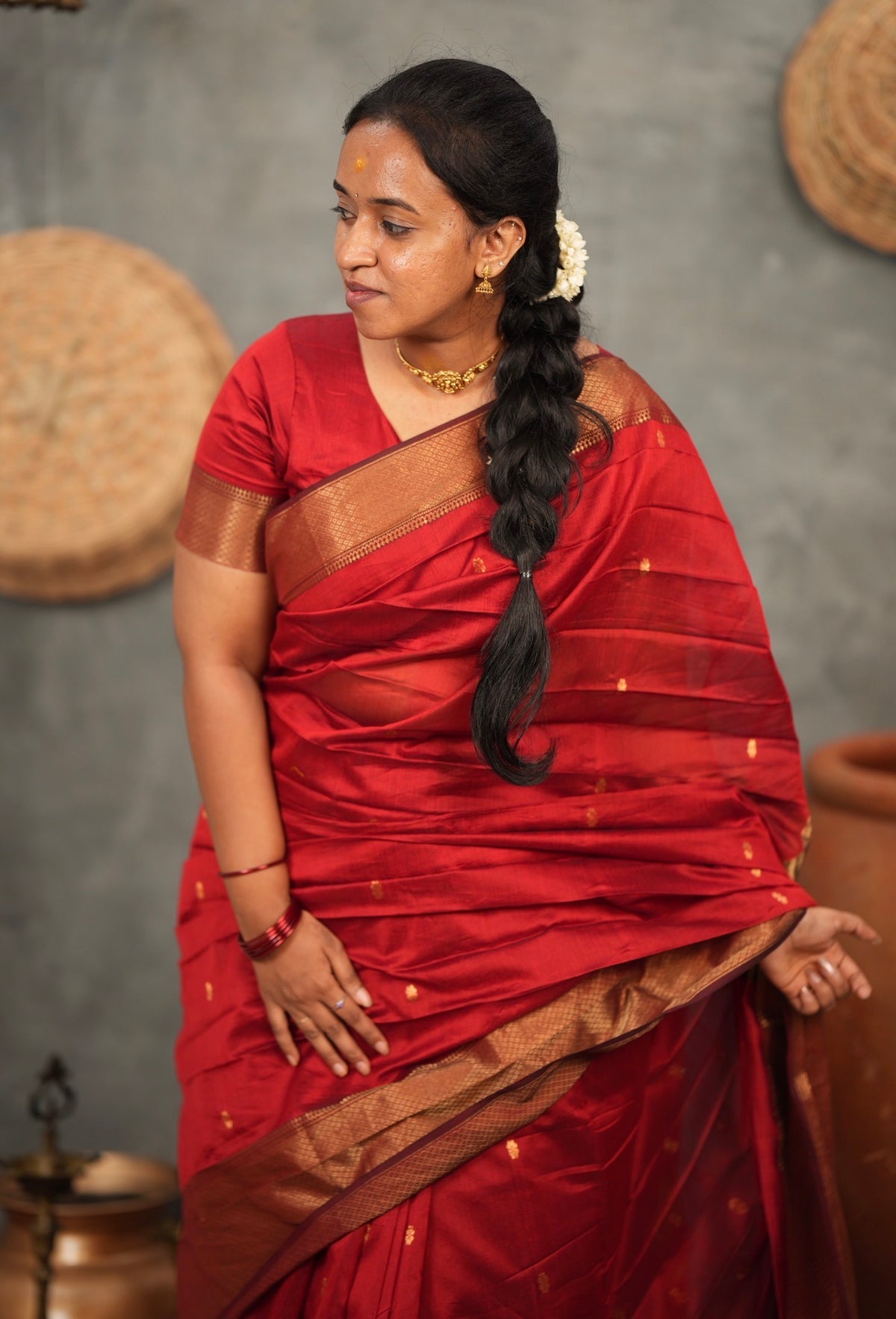 Sundari-Maheshwari silk saree(Maroon)