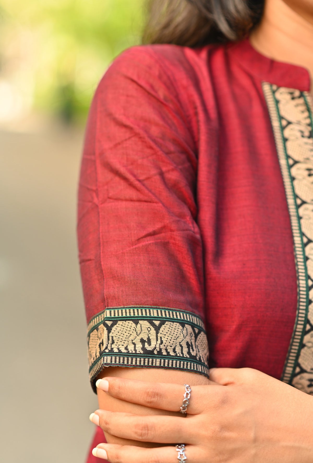 Arti – Maroon Narayanpet Handloom Anarkali Suit