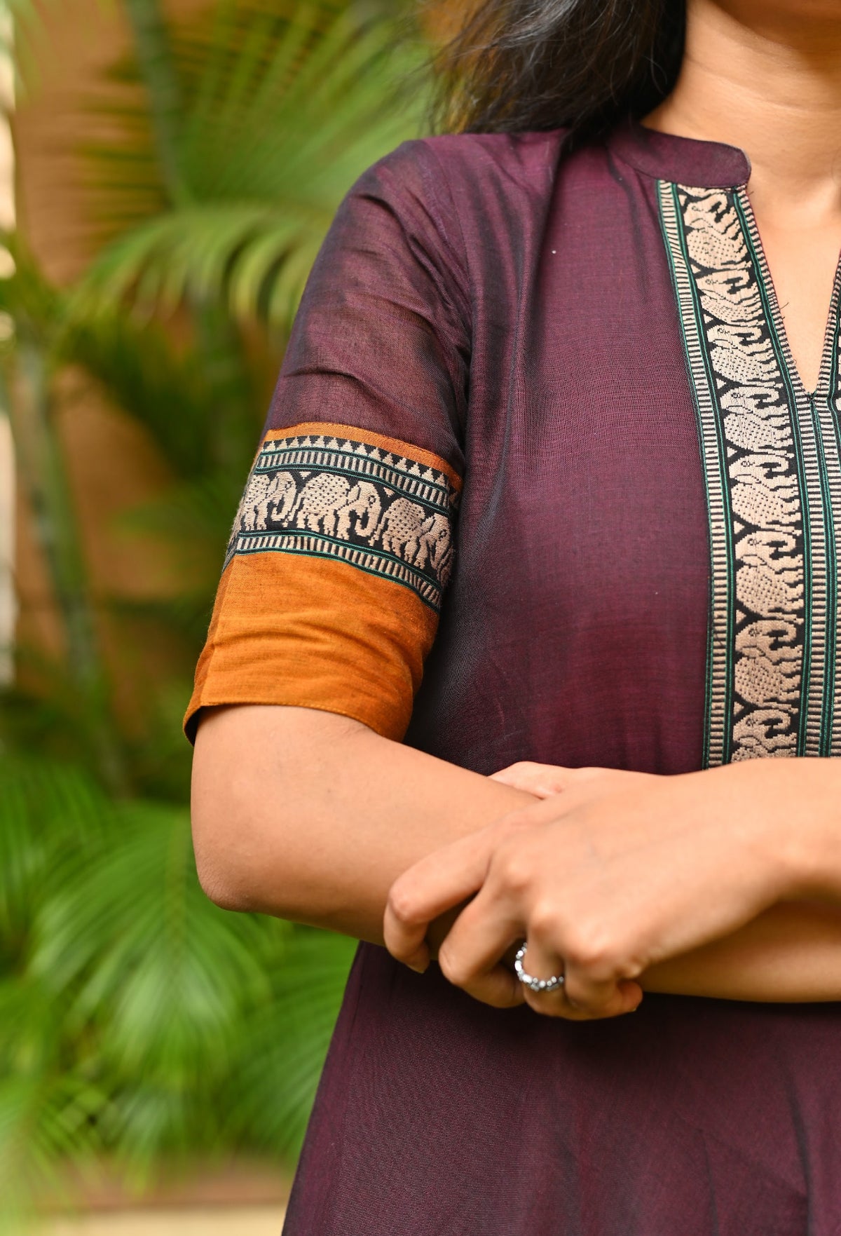 Arti – Coffee Narayanpet Anarkali with Mustard Dupatta