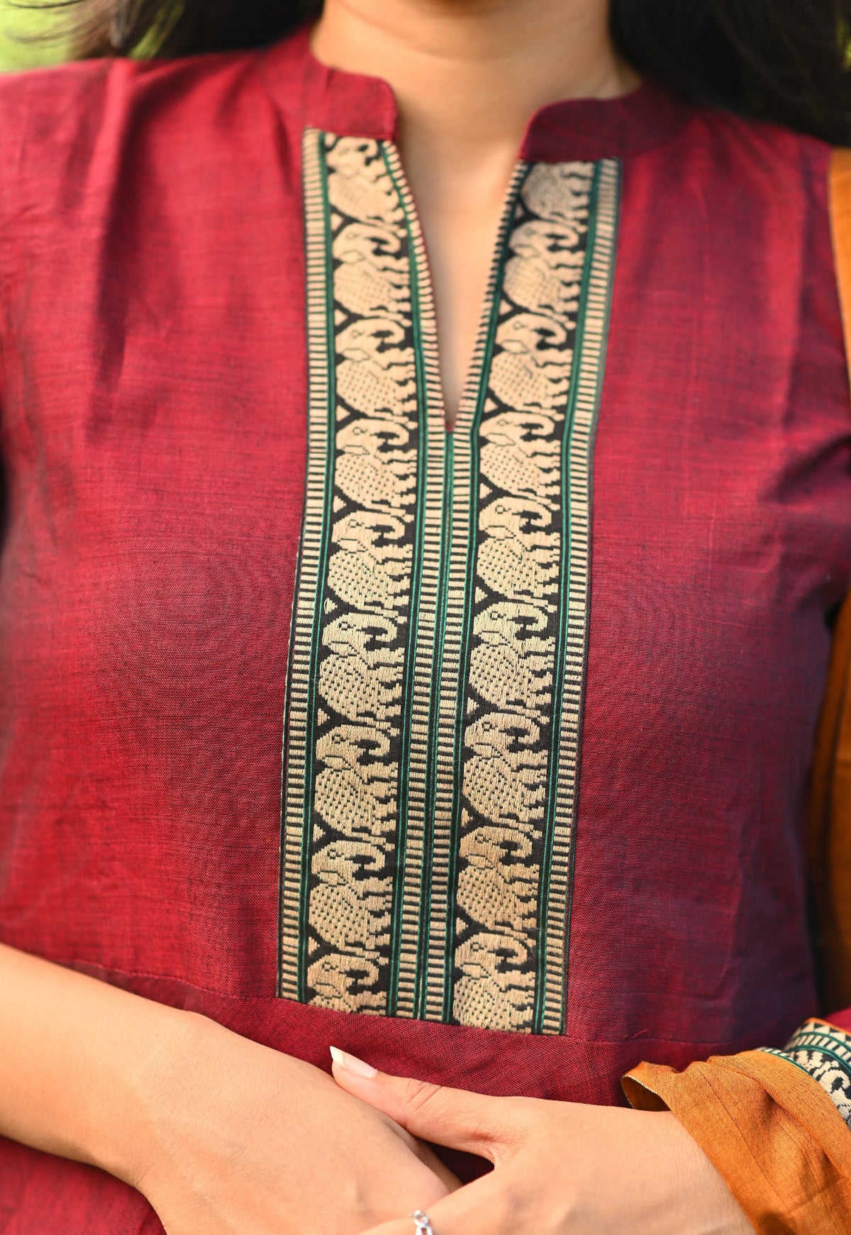 Arti – Maroon Narayanpet Handloom Anarkali Suit