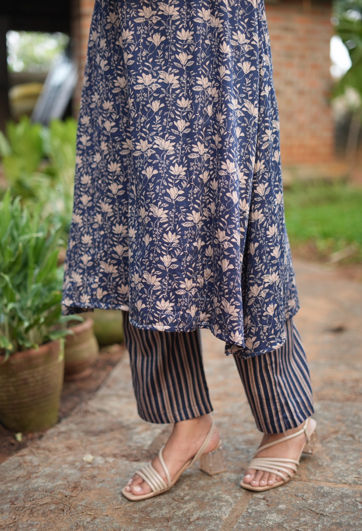 Rakshana – Floral Modal Silk A-Line Suit Set
