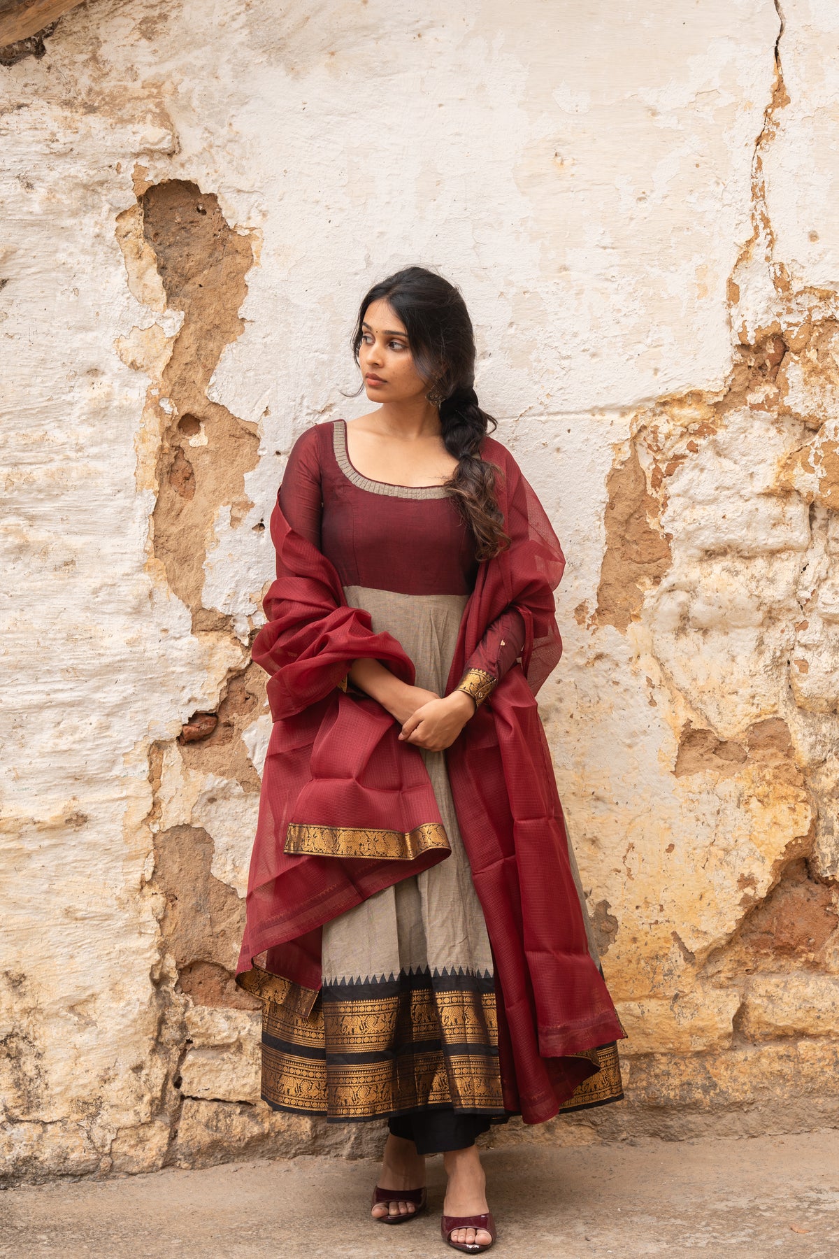 Vedha – Black Narayanpet Kalamkari Yoke Anarkali Suit