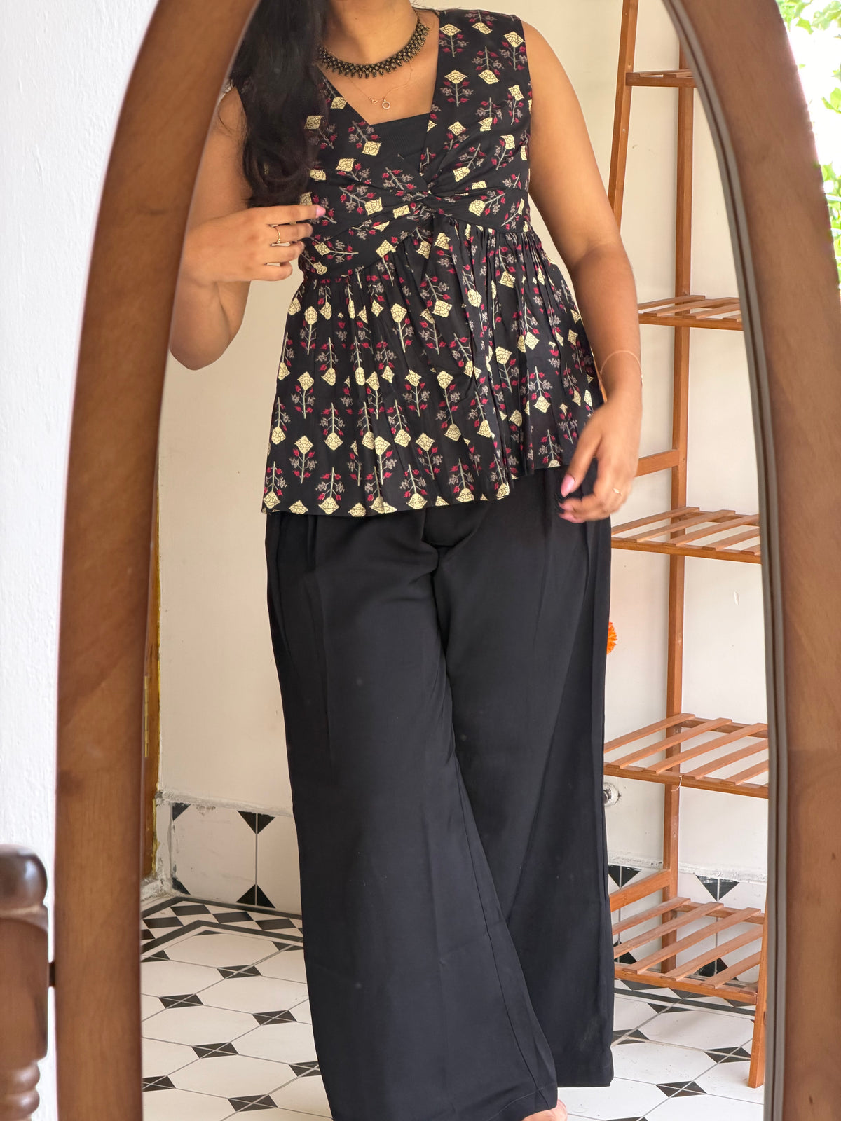 KRITHI - Black twisted  Paisley top(VC1045)
