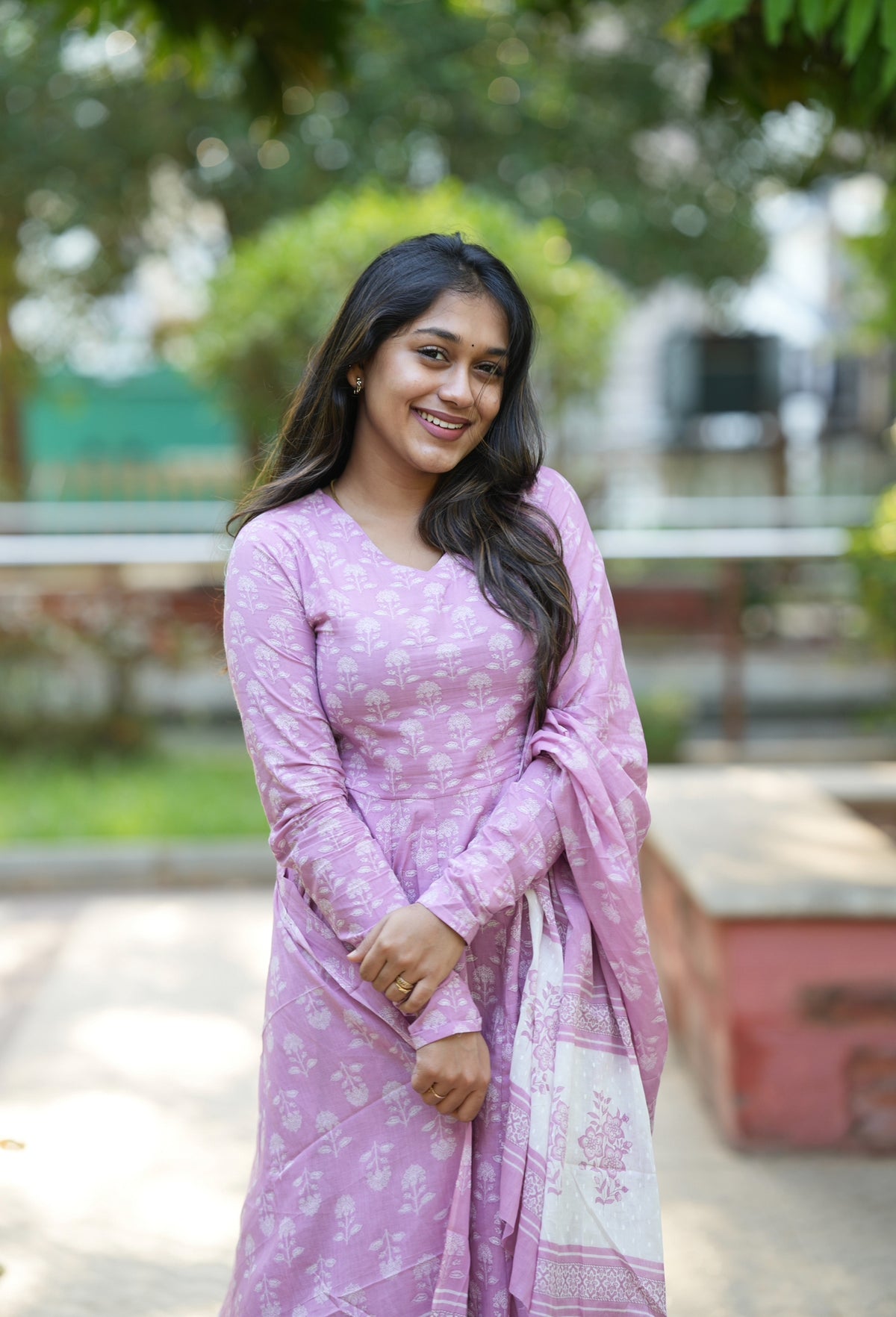 Prema – Pink Organic Cotton Block Print Anarkali Suit Set