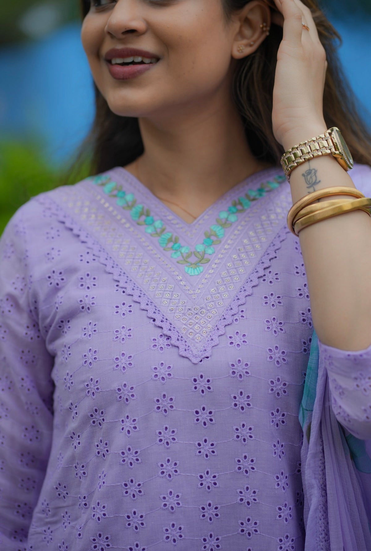 Vedha – Hakoba Cotton Kurti Set with Palazzo & Dupatta (VC747)