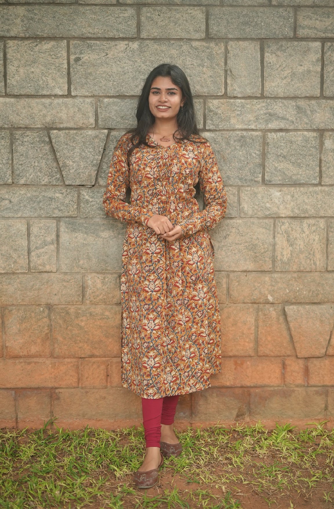 Pallavi-Kalamkari(U neck frilled)
