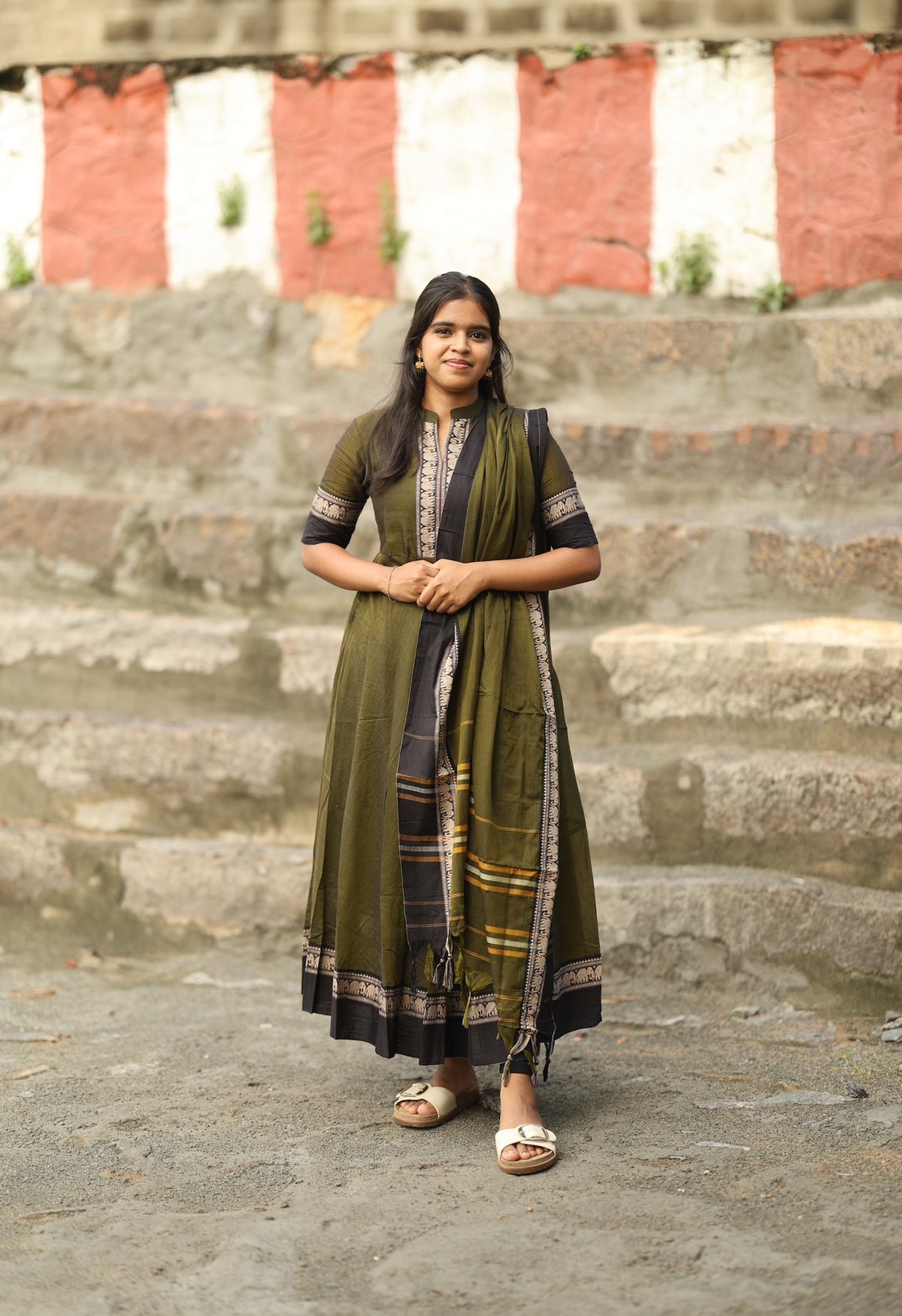 Arti – Sage Narayanpet Anarkali with Black Dupatta