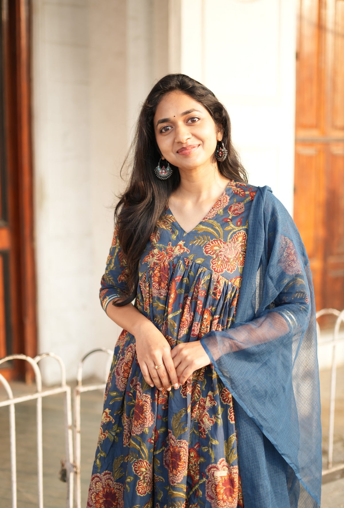 Farzana – Floral Cotton Alia-Cut Anarkali Suit Set