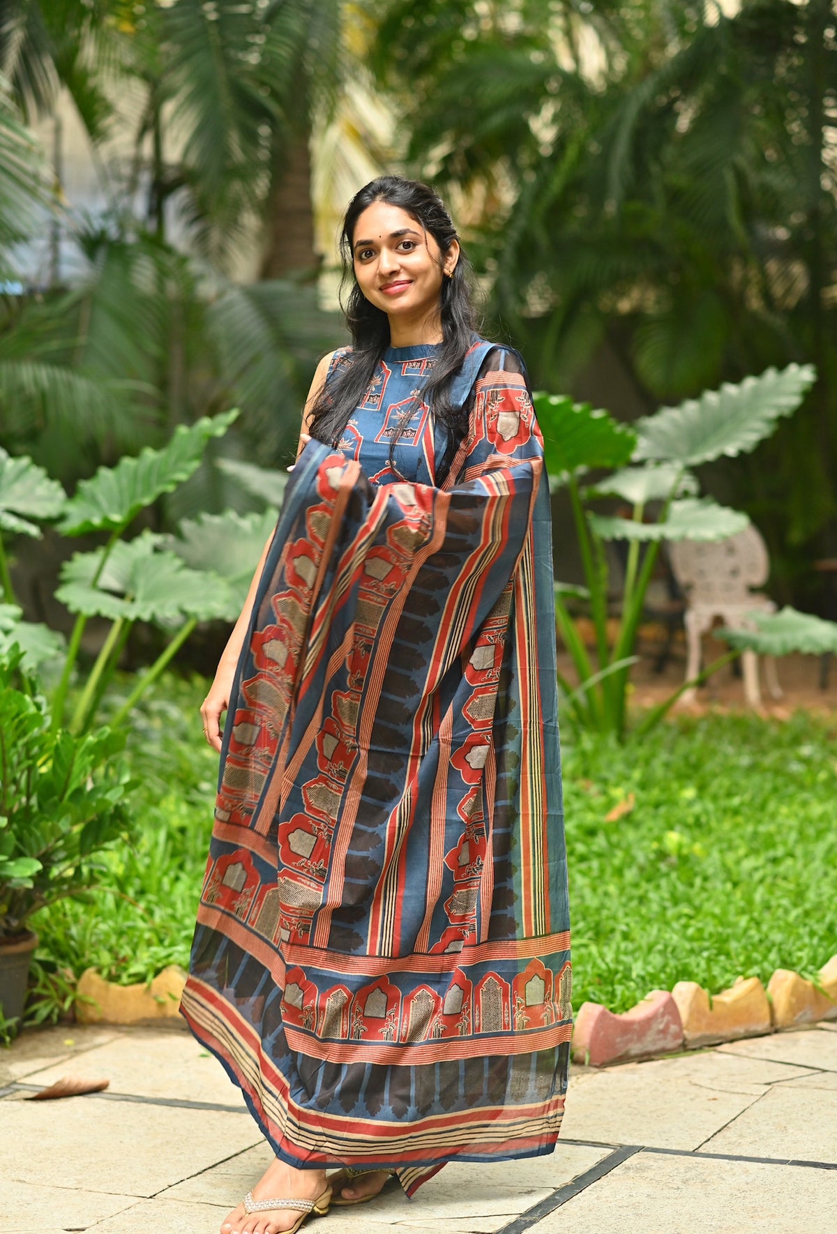 Shyama Ajrakh Print Organic Cotton Kurta Palazzo Set