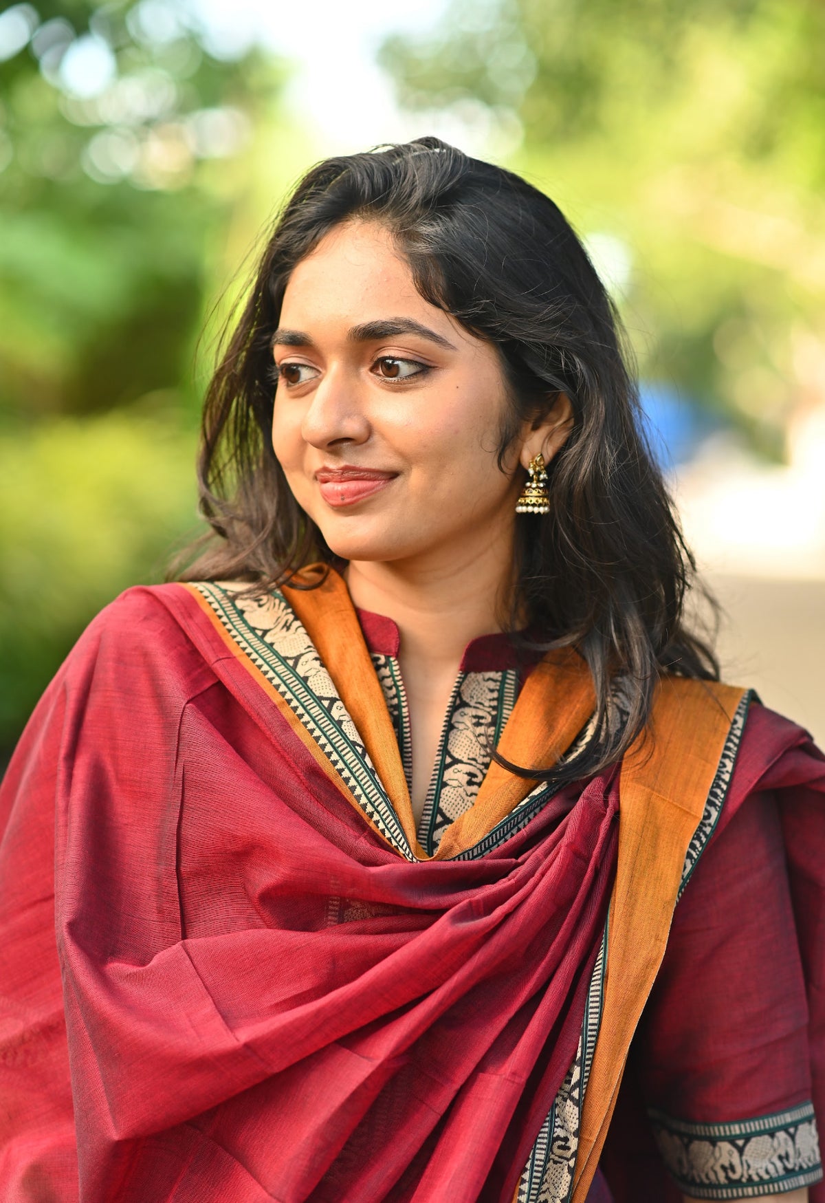 Arti – Maroon Narayanpet Handloom Anarkali Suit