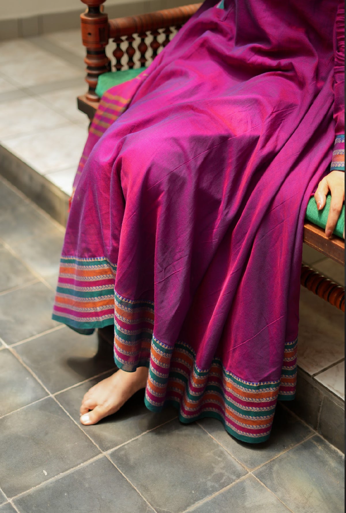 Myna – Plum Narayanpet Handloom Anarkali Suit