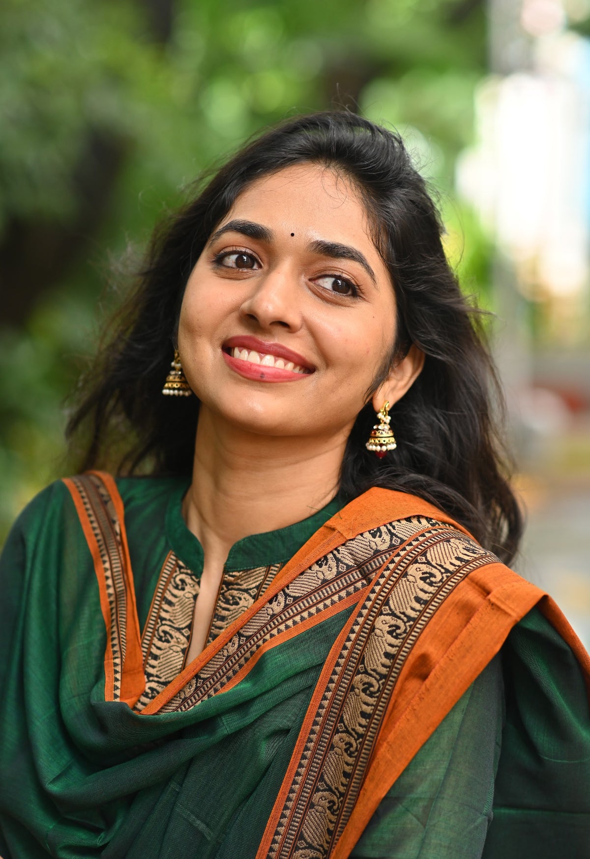 Arti Emerald – Emerald Green Narayanpet Handloom Anarkali Suit