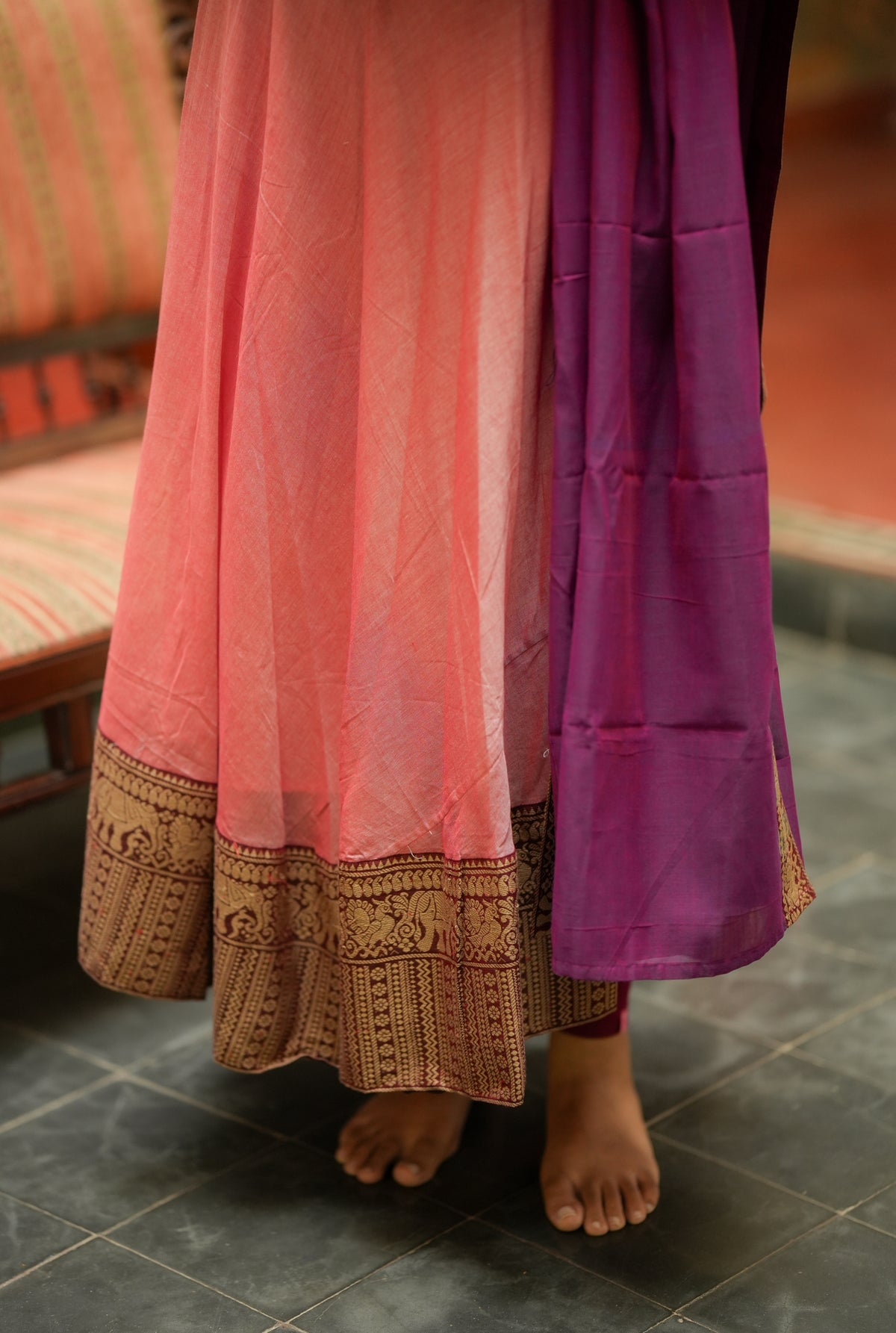 Mirna – Pink Narayanpet Handloom Anarkali Suit