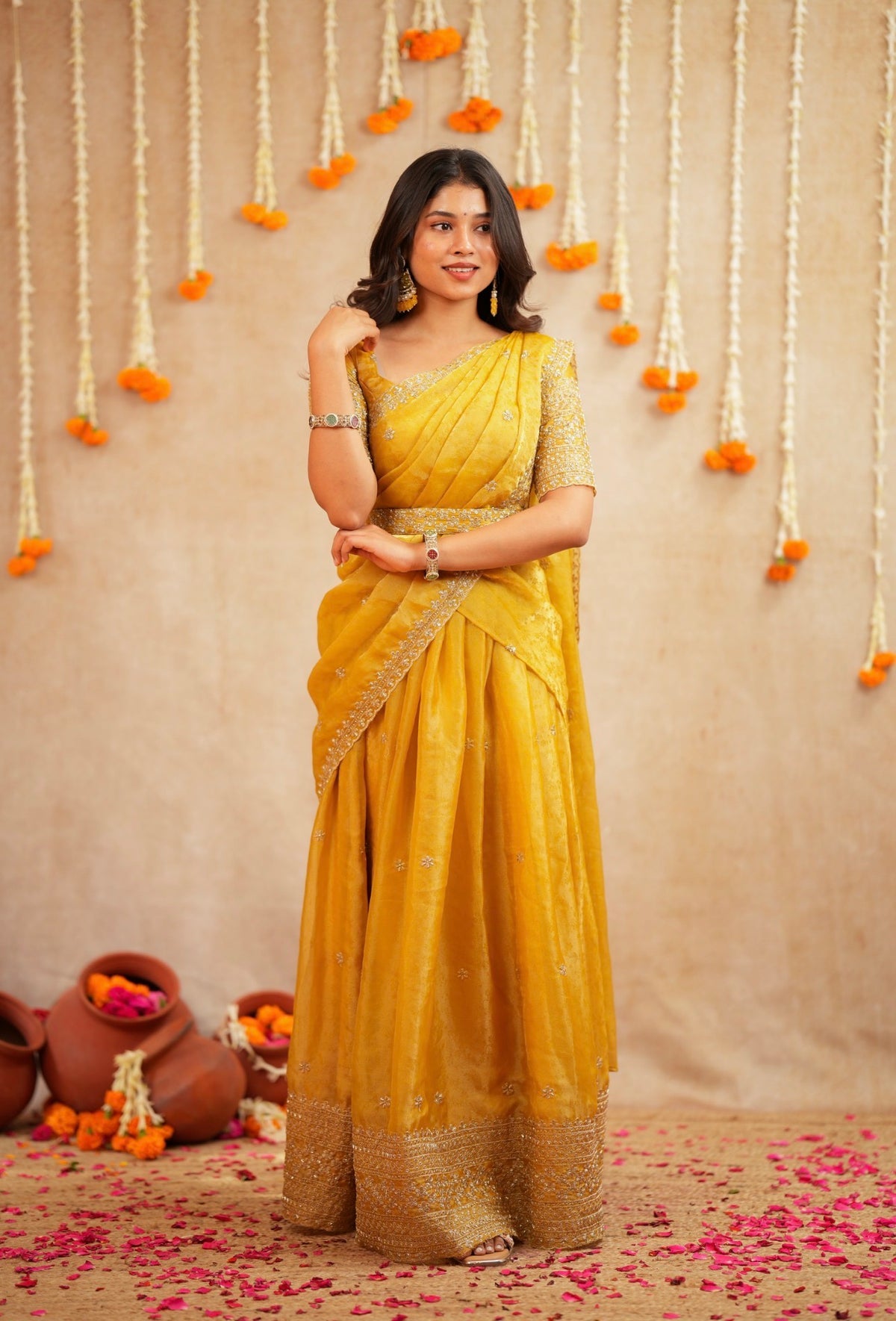 Swathi – Yellow Sequin Lehenga with Dupatta