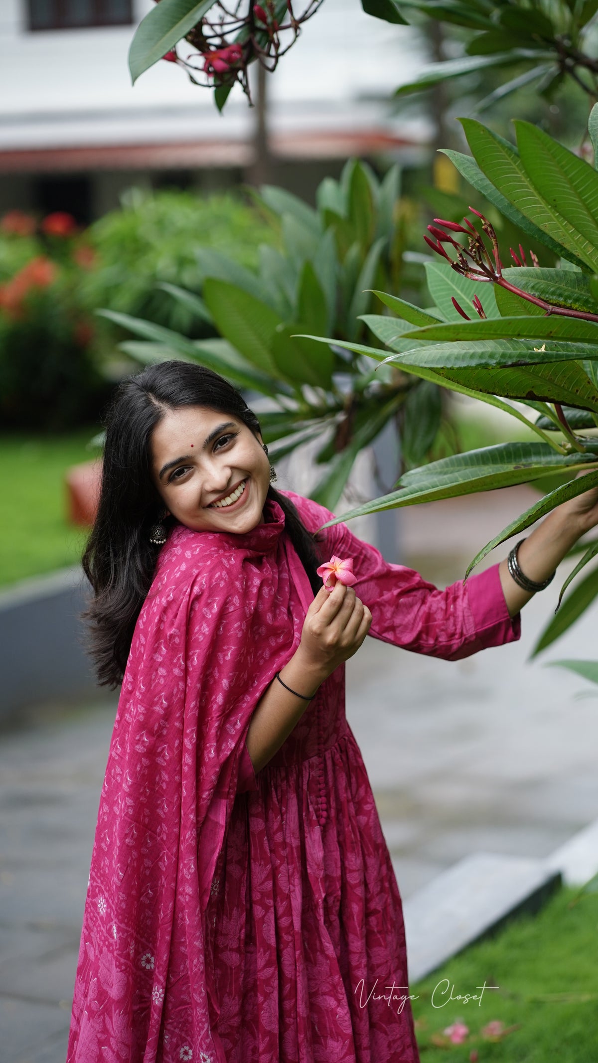 Amayra – Pink Cotton Handblock Print Anarkali Suit Set