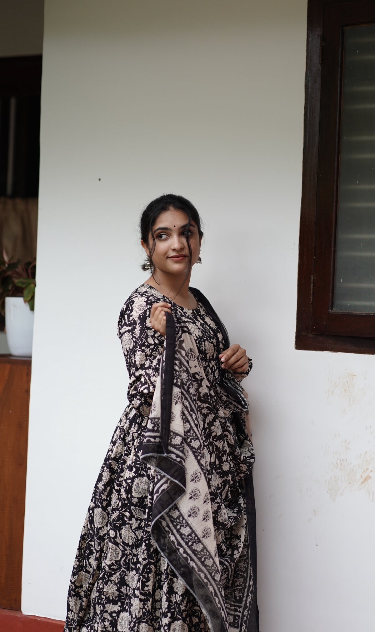 Mangai – Black Organic Cotton Block Print Anarkali Suit