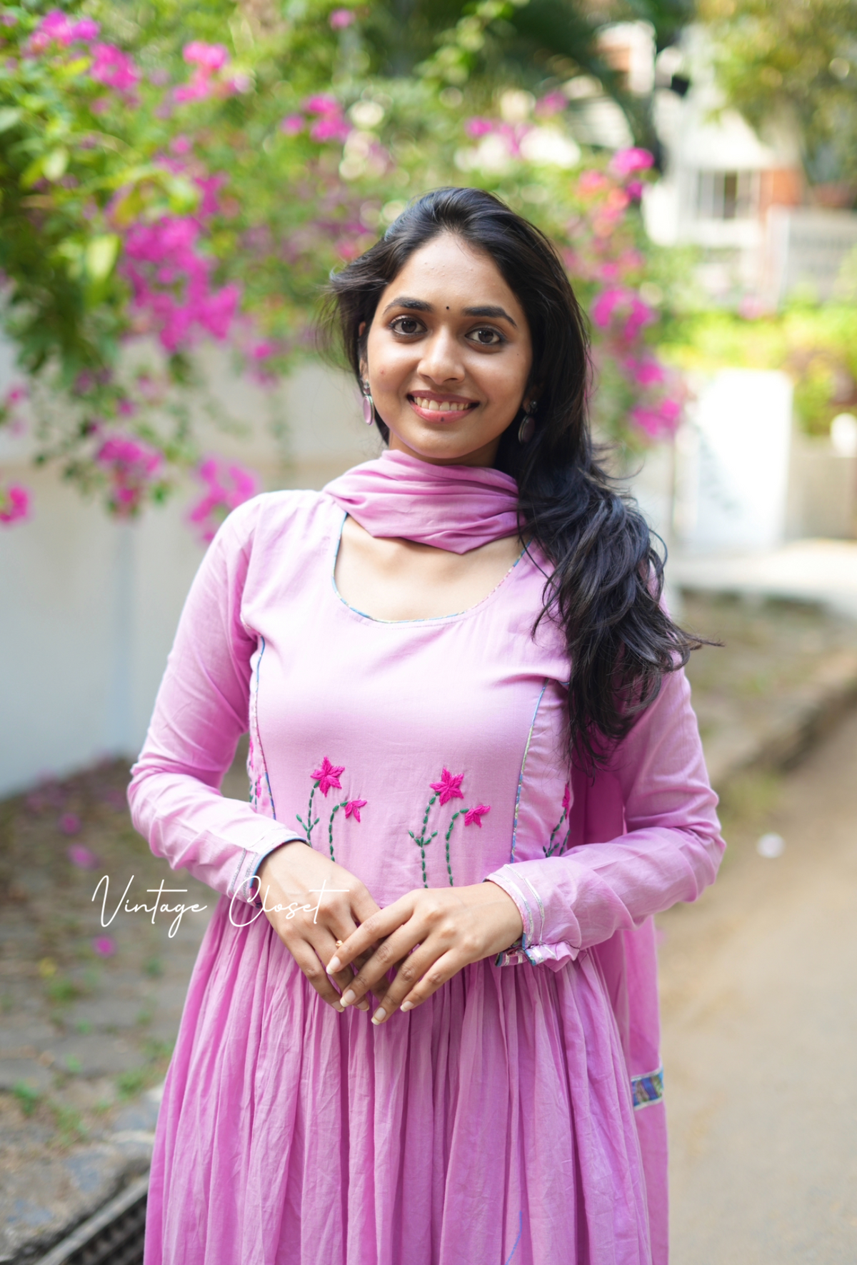 Bhoomika – Pink Embroidered Mul Cotton Flared Kurti