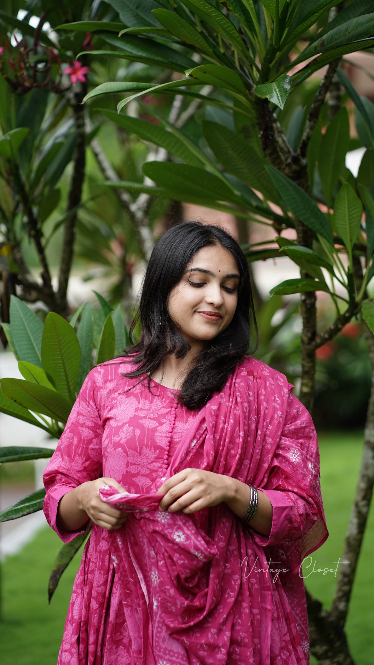 Amayra – Pink Cotton Handblock Print Anarkali Suit Set