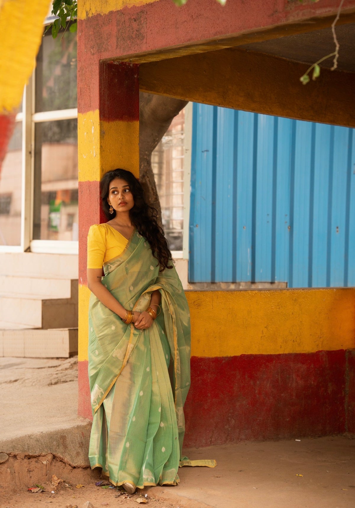 Kannagi-linen tissue saree(pichwai)