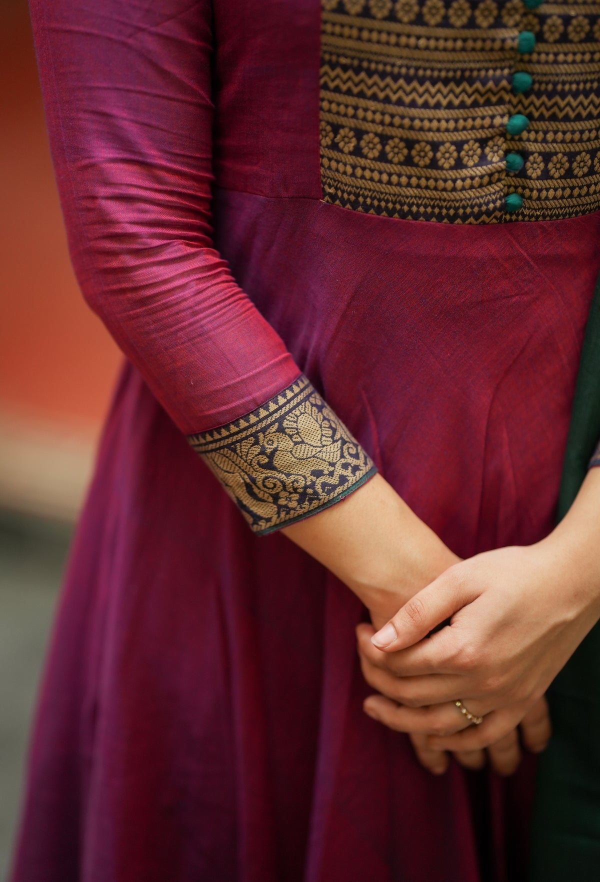 Mirna – Wine Narayanpet Handloom Anarkali Suit