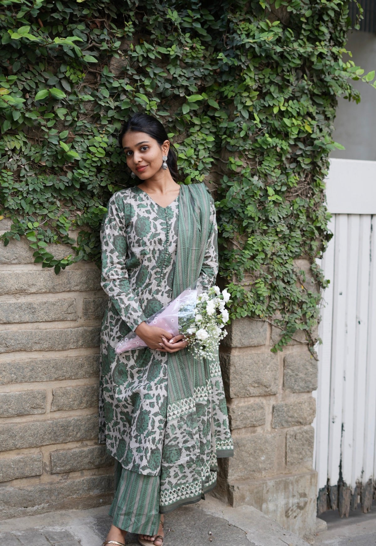 Kanaga – Sage Organic Cotton Block Print Straight Suit Set