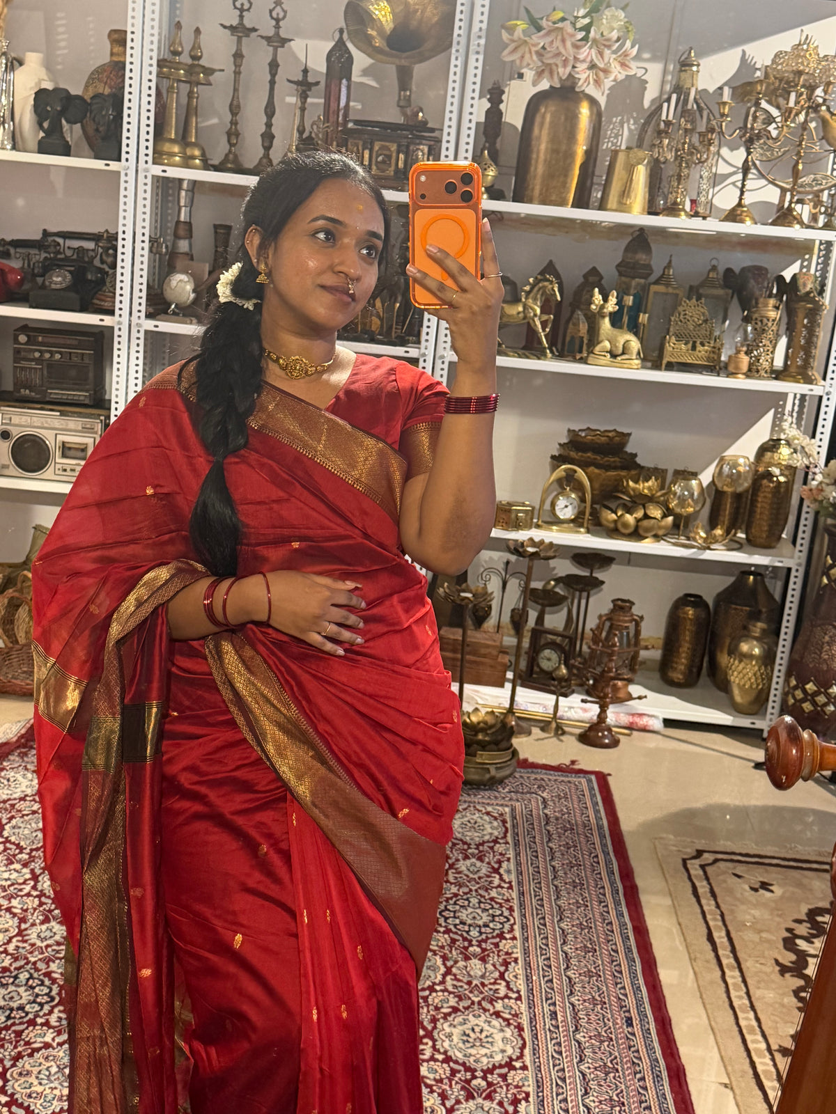 Sundari-Maheshwari silk saree(Maroon)