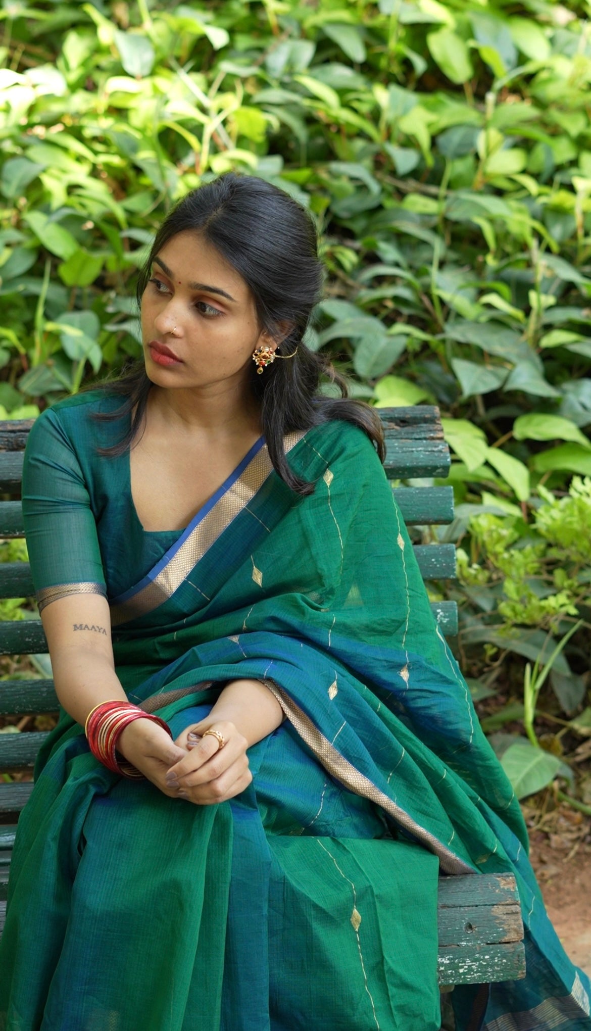 Sundari-Green (Maheshwari silk saree)