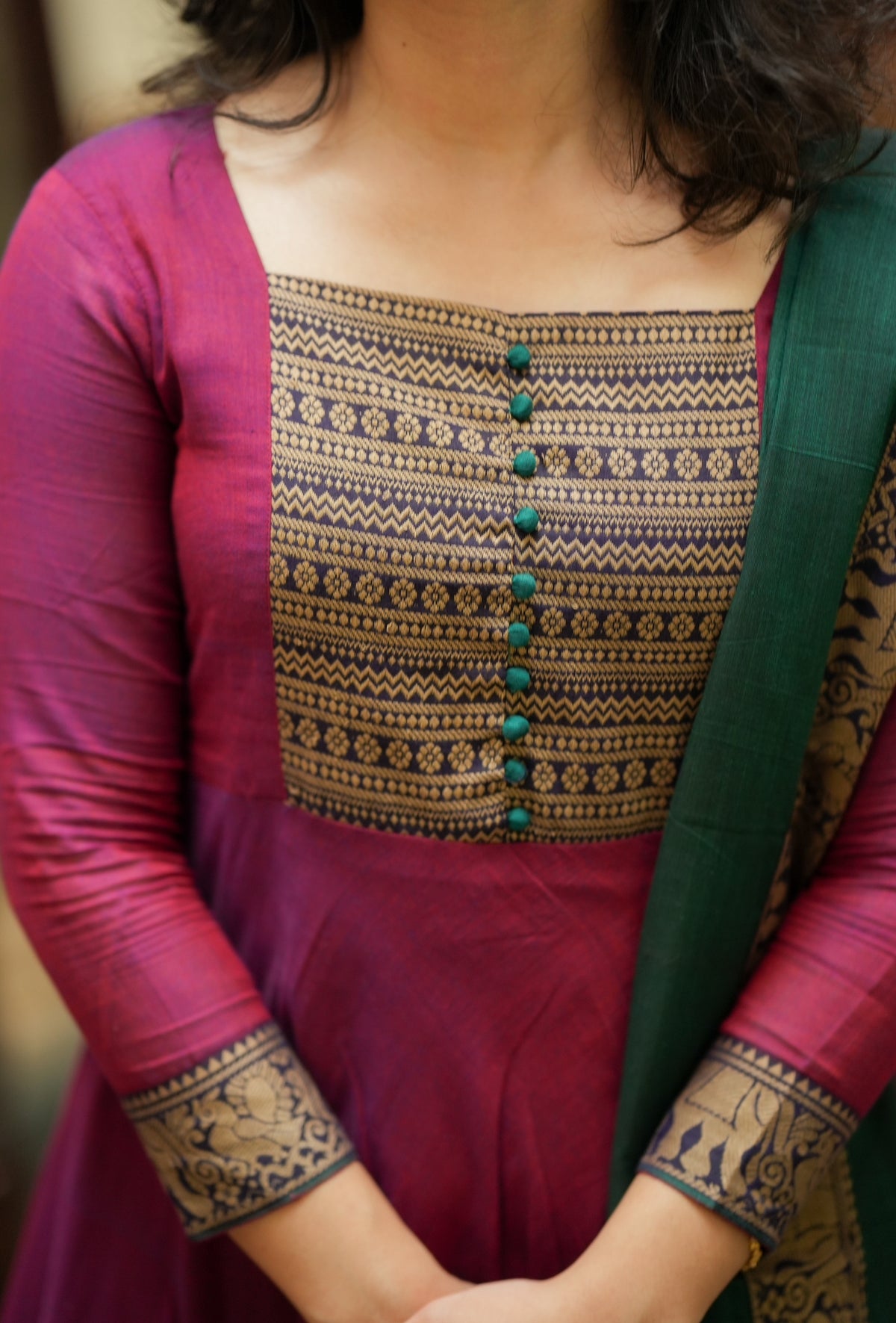 Mirna – Wine Narayanpet Handloom Anarkali Suit